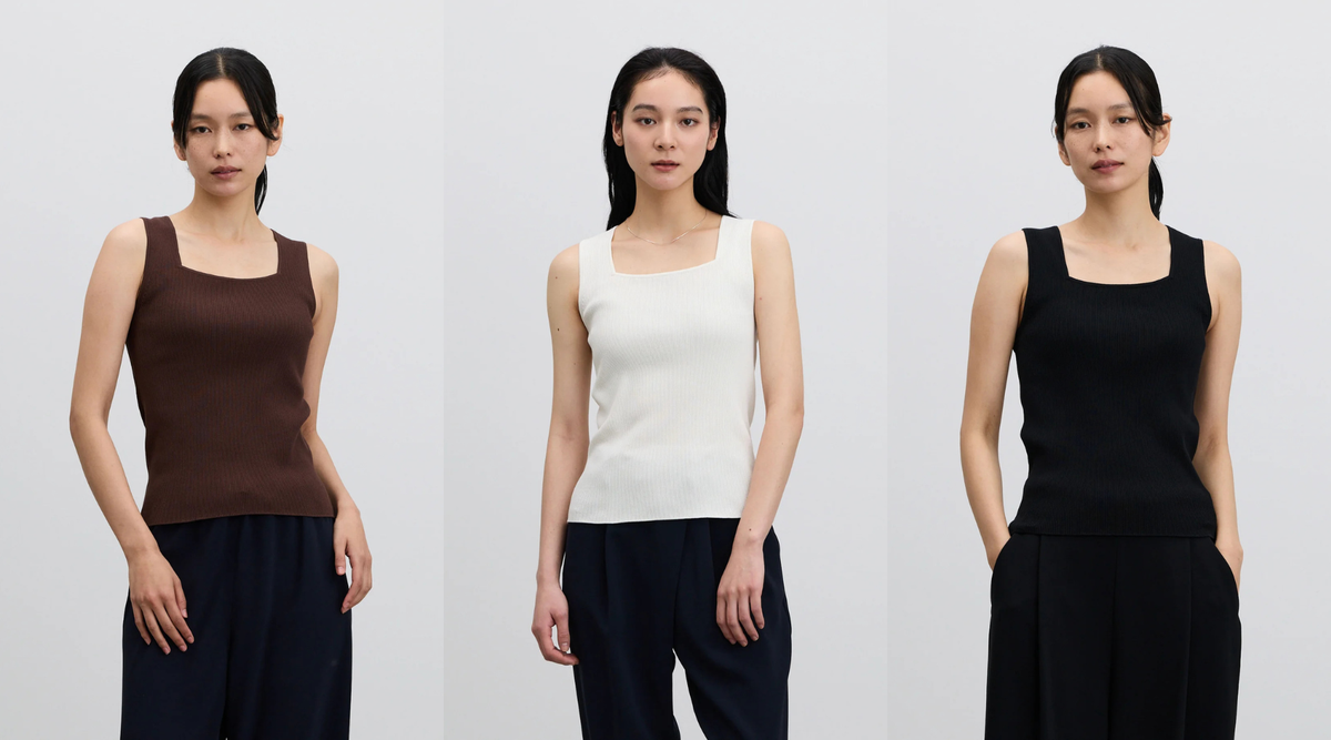 【再入荷】デコルテを美しく整え、顔まわりにすっきりとした印象を。美Neckノースリーブニットが再入荷