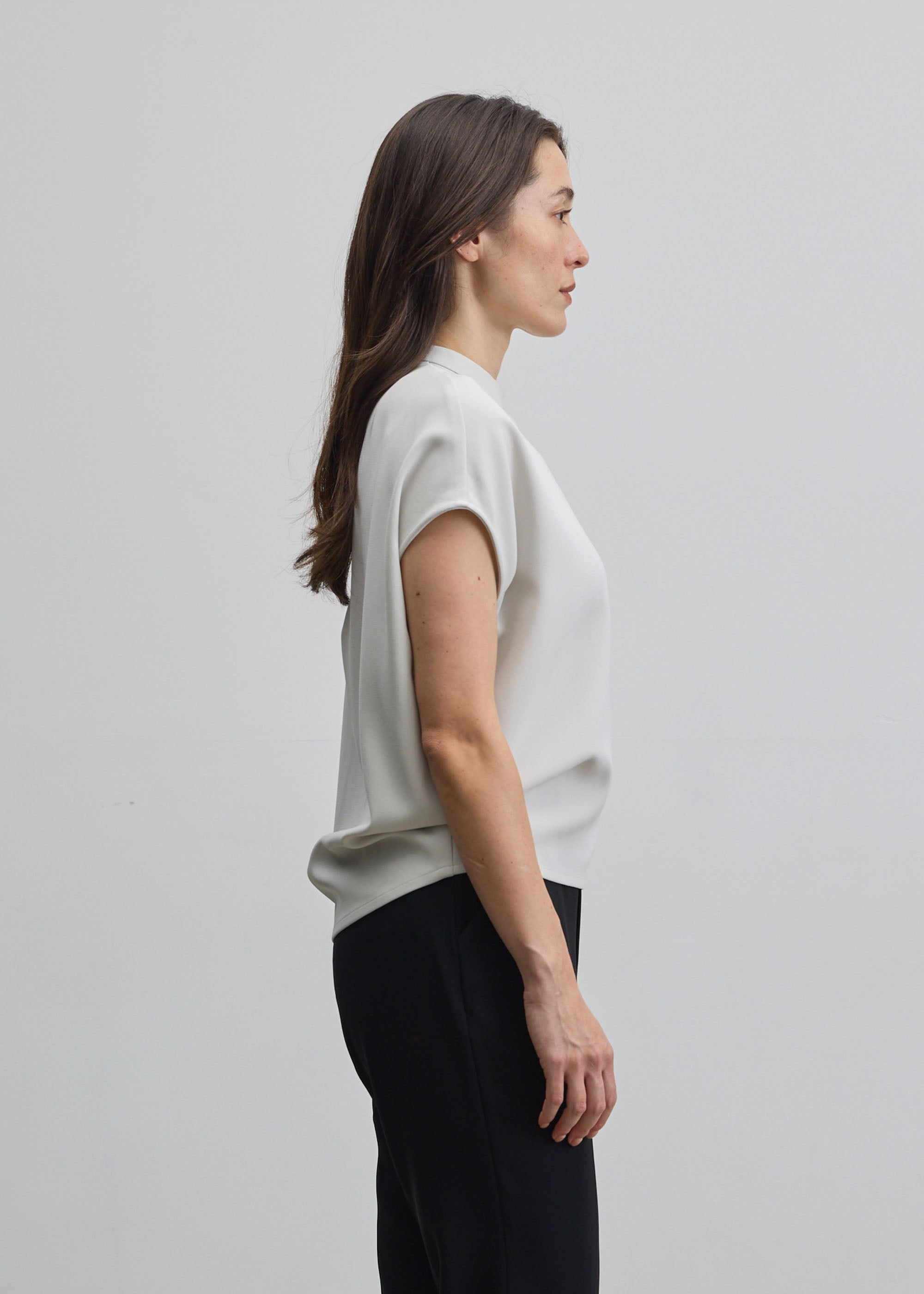 スタンドカラーコクーンブラウス