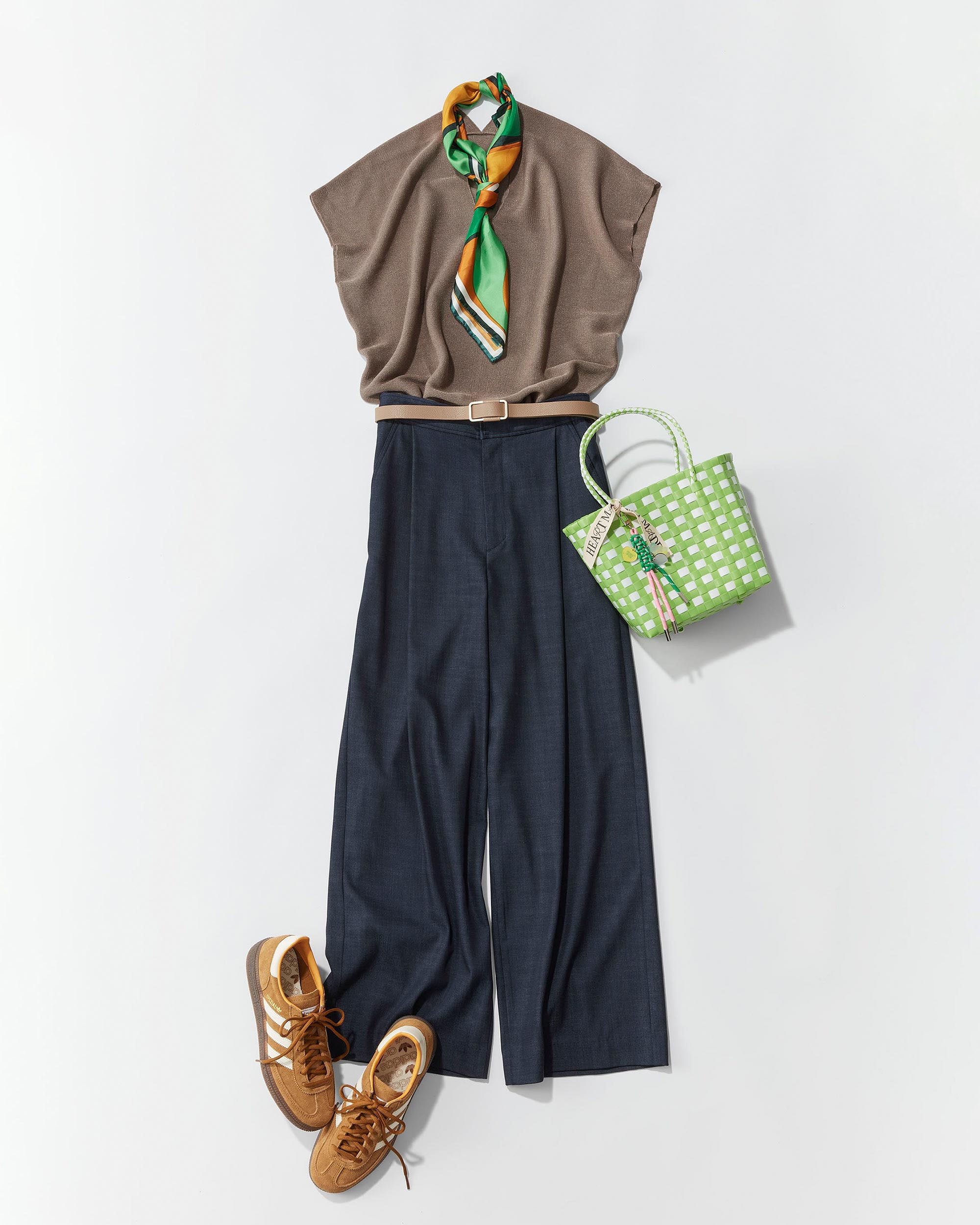 デニムライクタックワイドパンツ