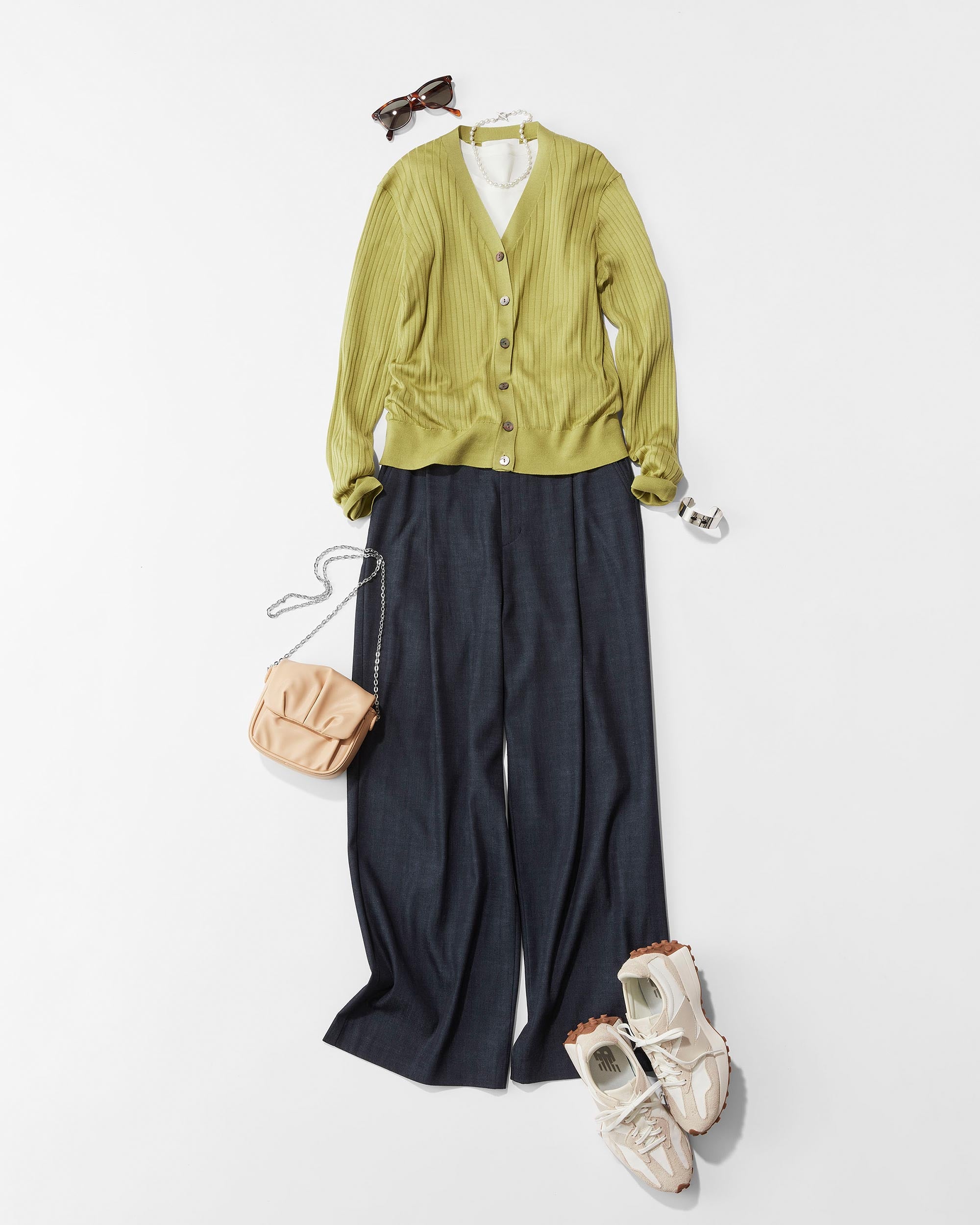 デニムライクタックワイドパンツ