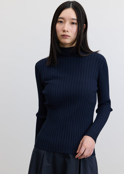 ワイドリブタートルネックニット