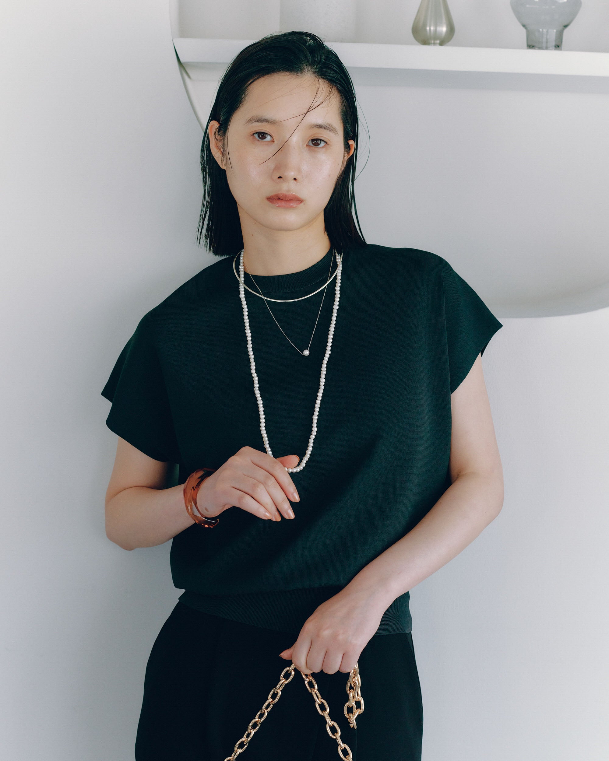 淡水パールロングネックレス