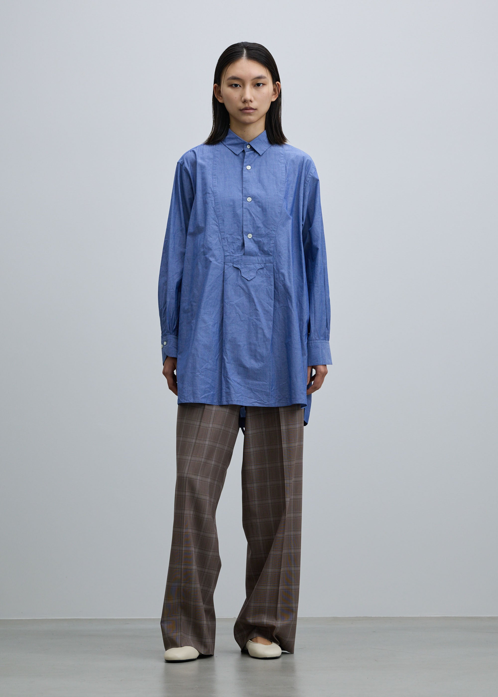 コットンシルクブザムチュニックシャツ