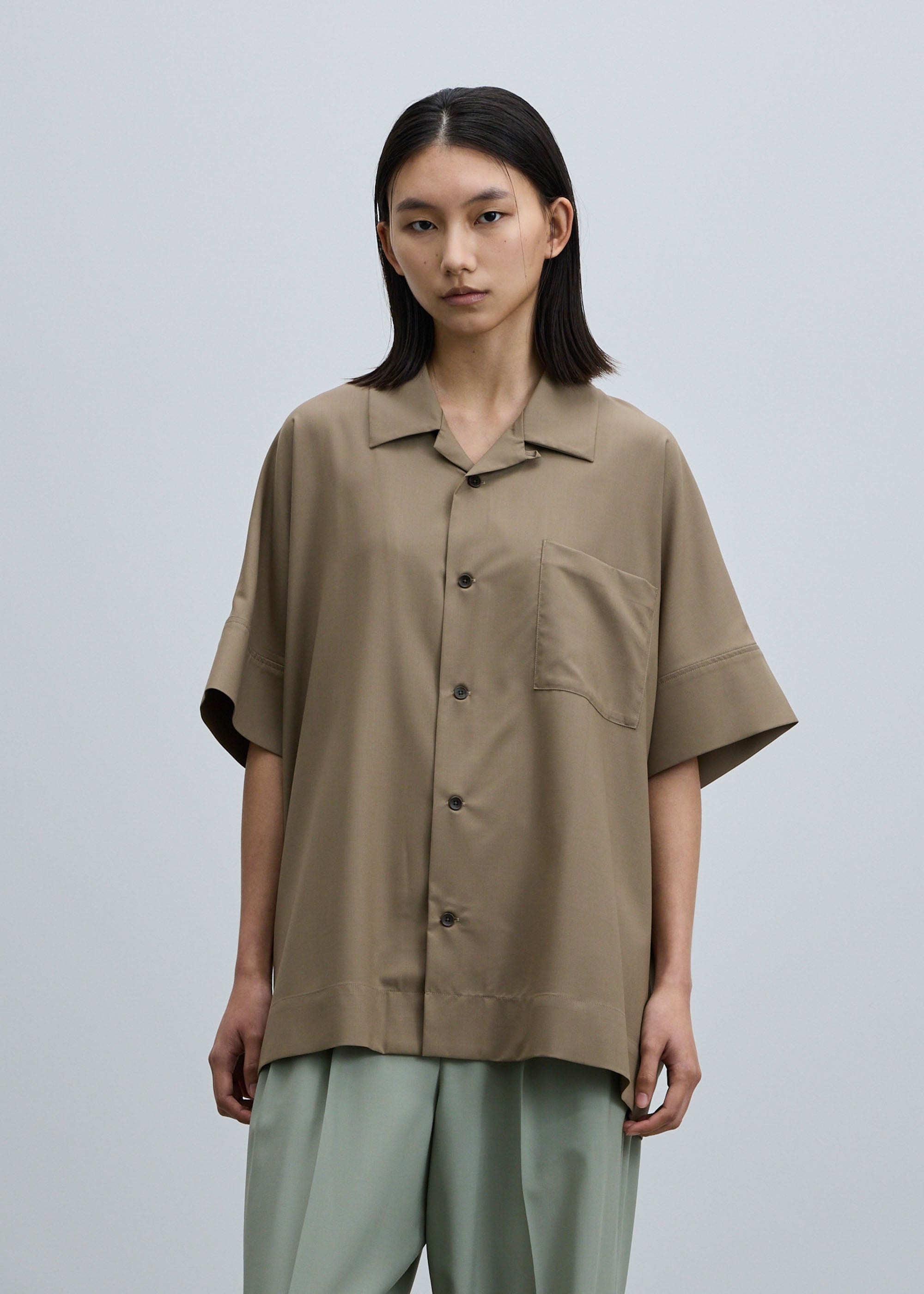 スーパー140ライトウールオープンカラーシャツ