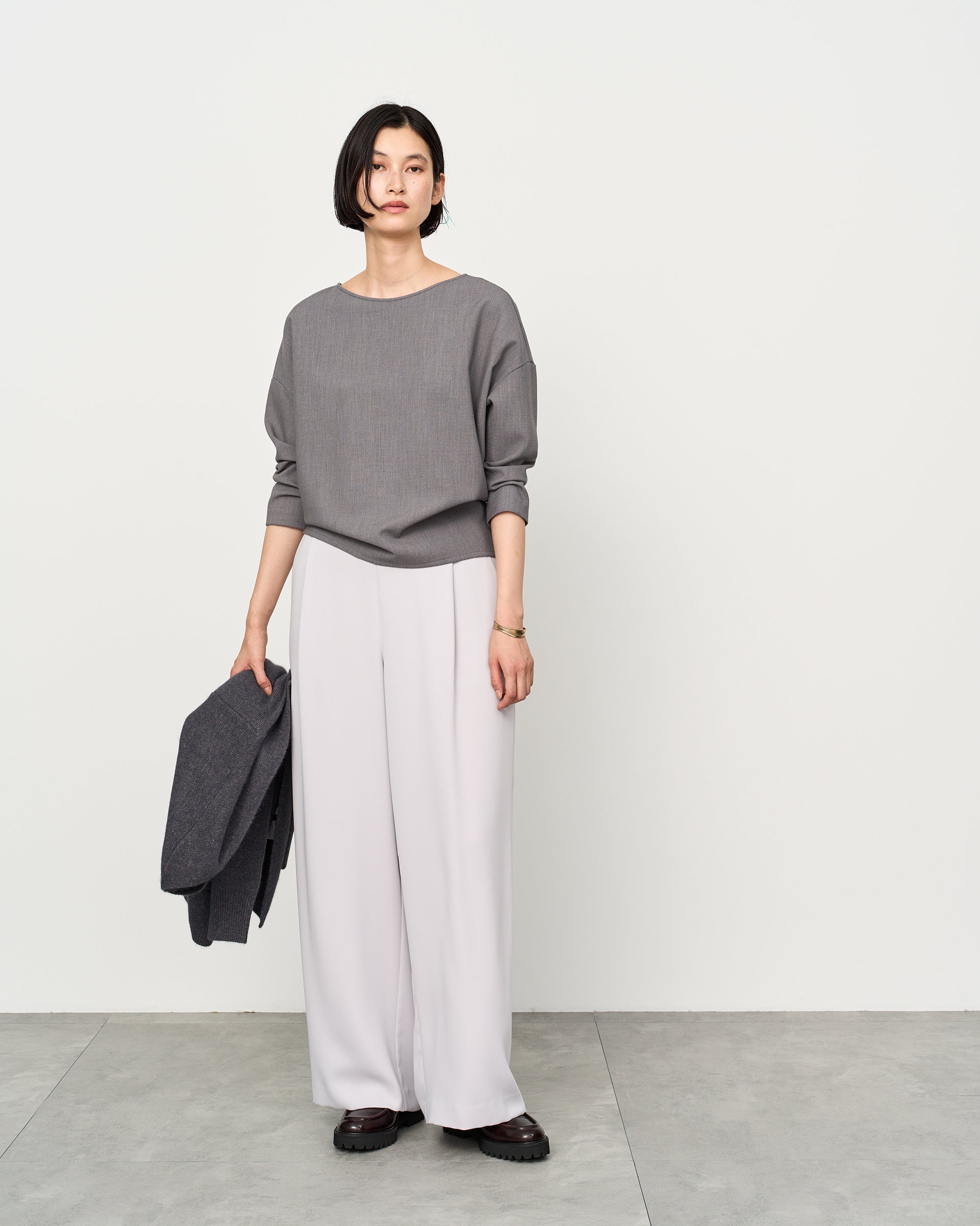 ウールライクコクーンブラウス8分袖