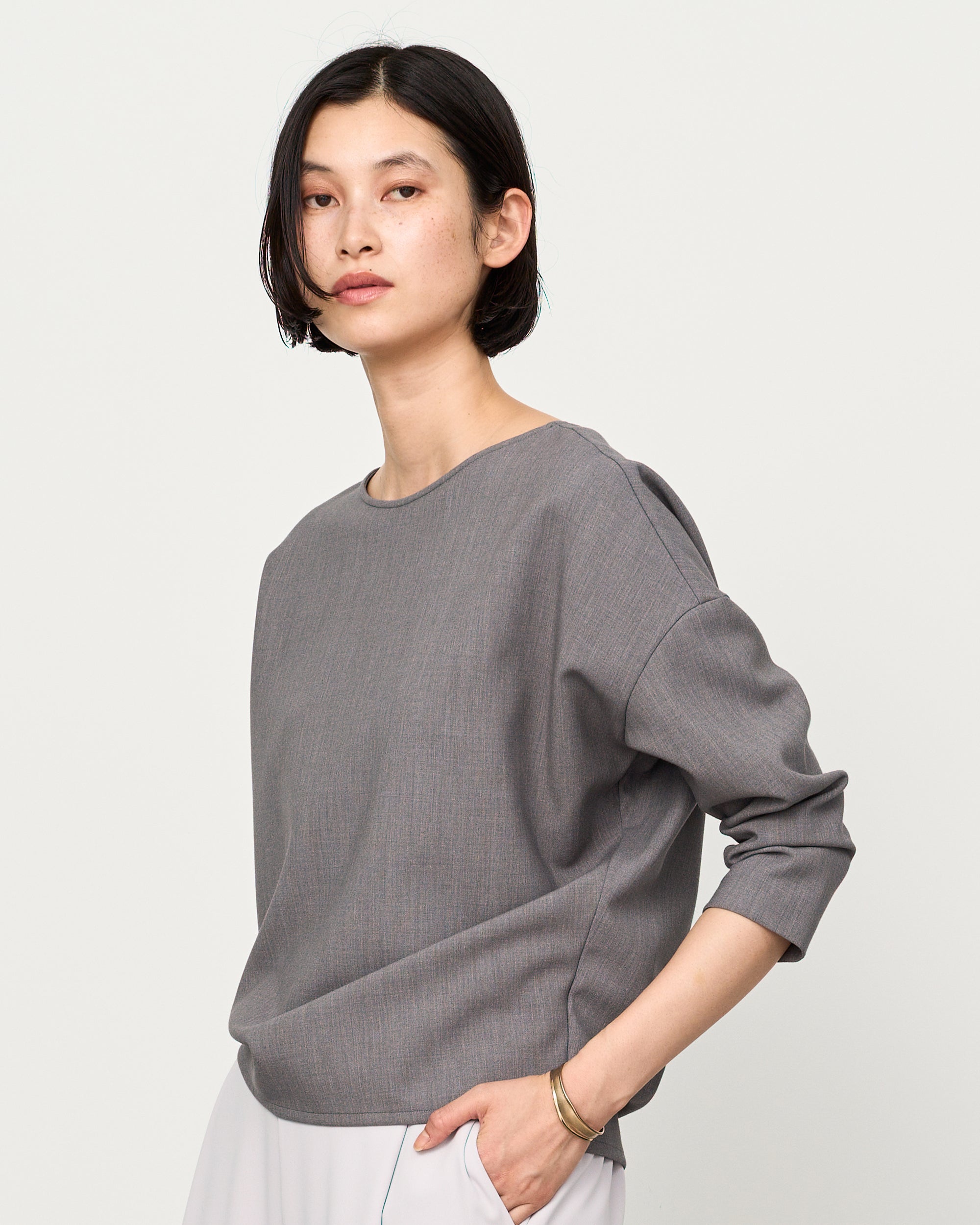 ウールライクコクーンブラウス8分袖