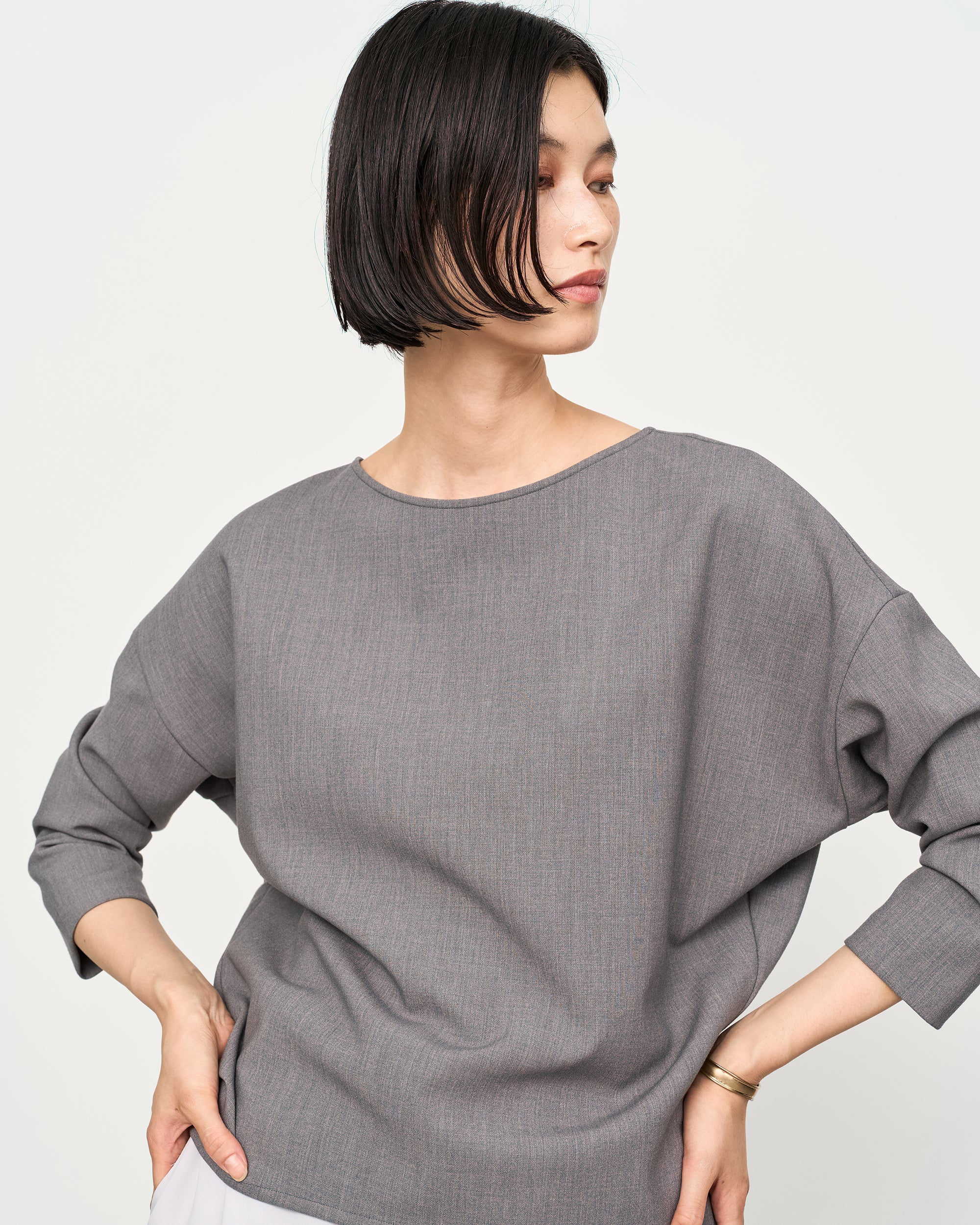 ウールライクコクーンブラウス8分袖