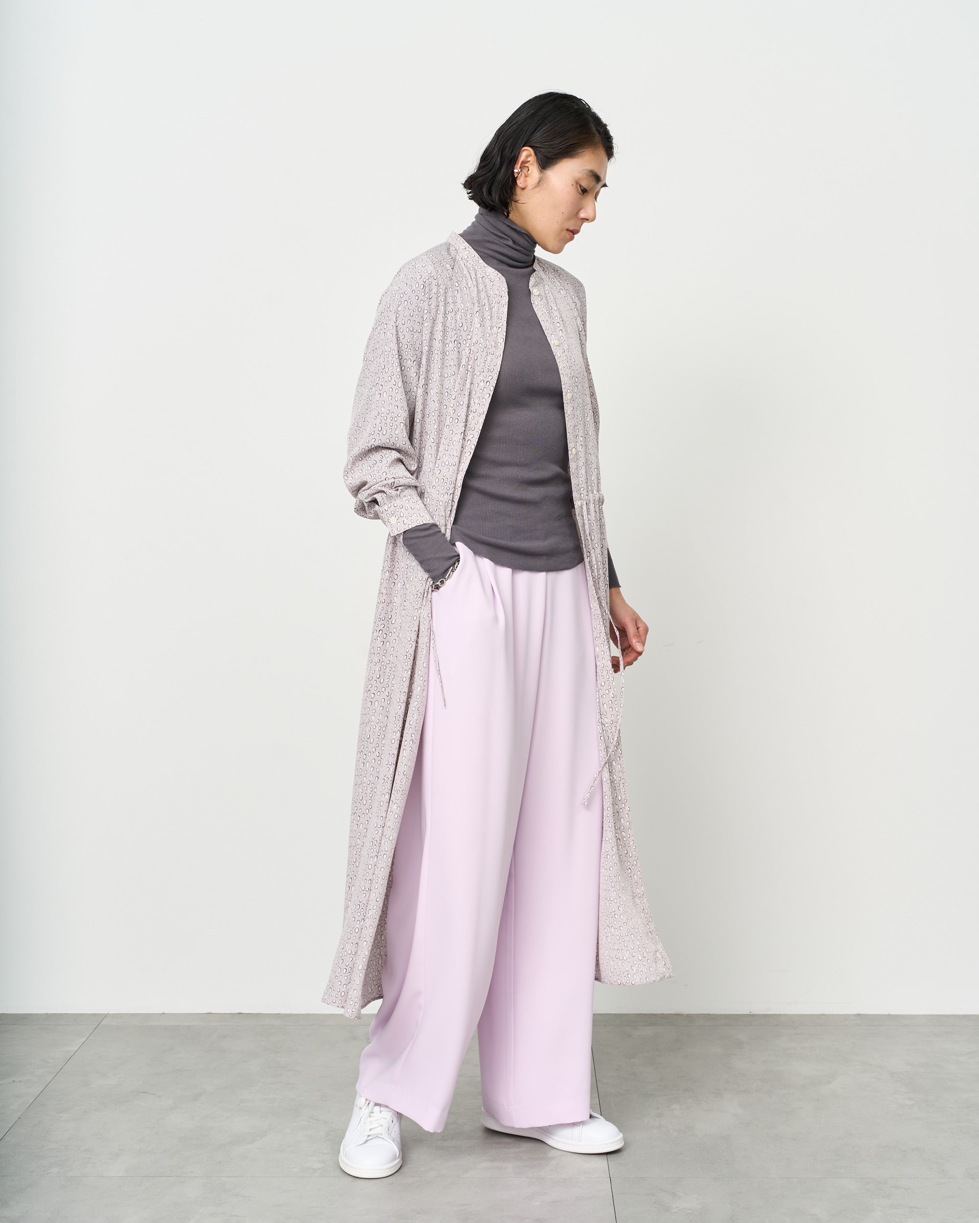 レオパード柄バンドカラーワンピース