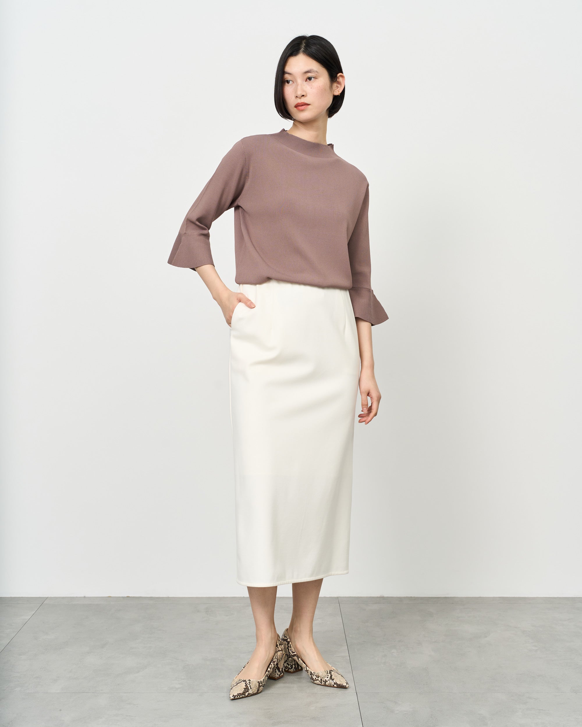 フレアスリーブニットプルオーバー