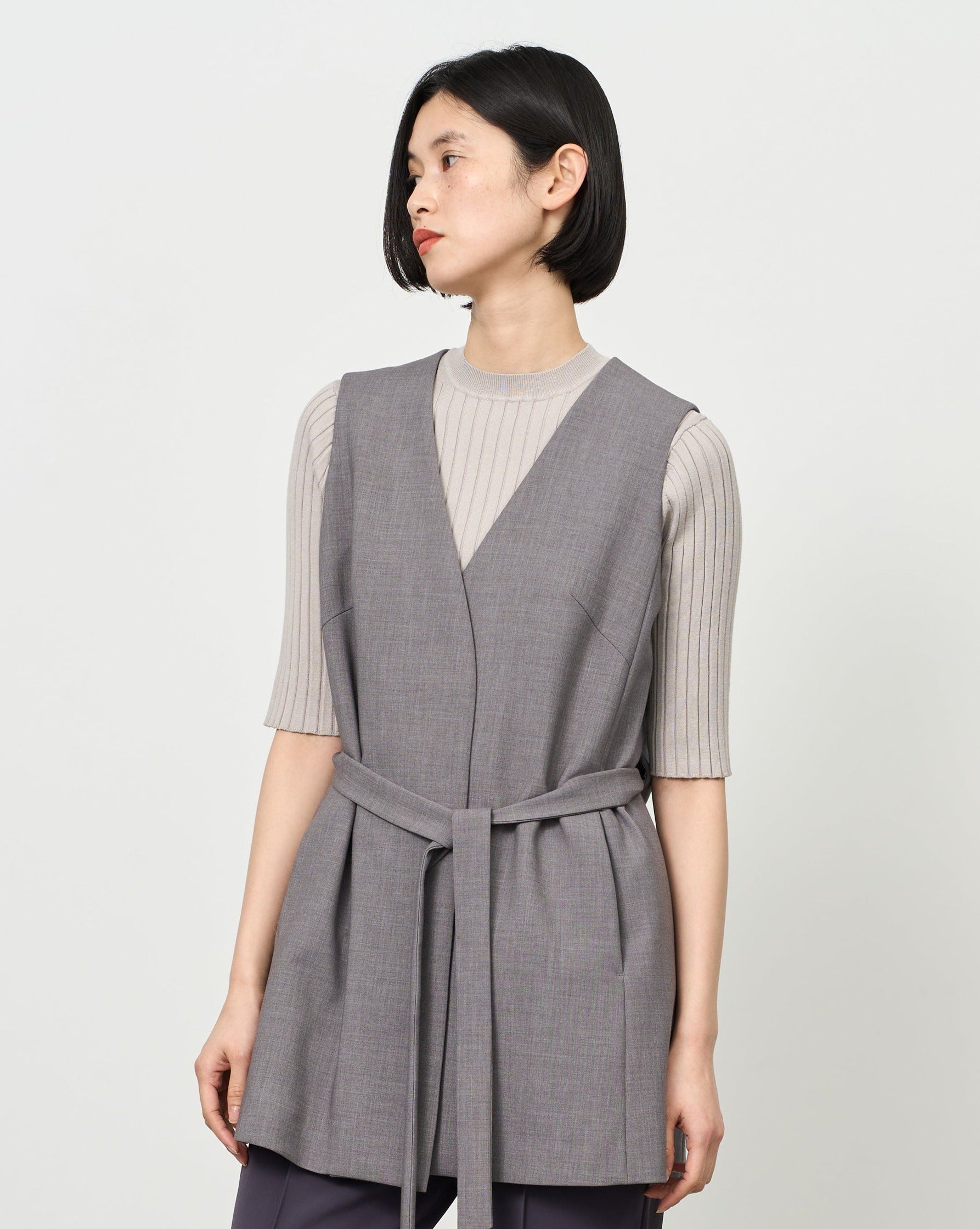 ウールライクショートジレ