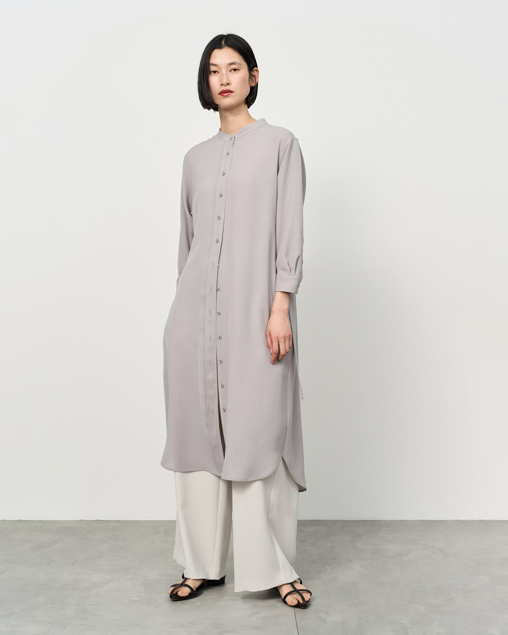 バンドカラーシャツワンピース