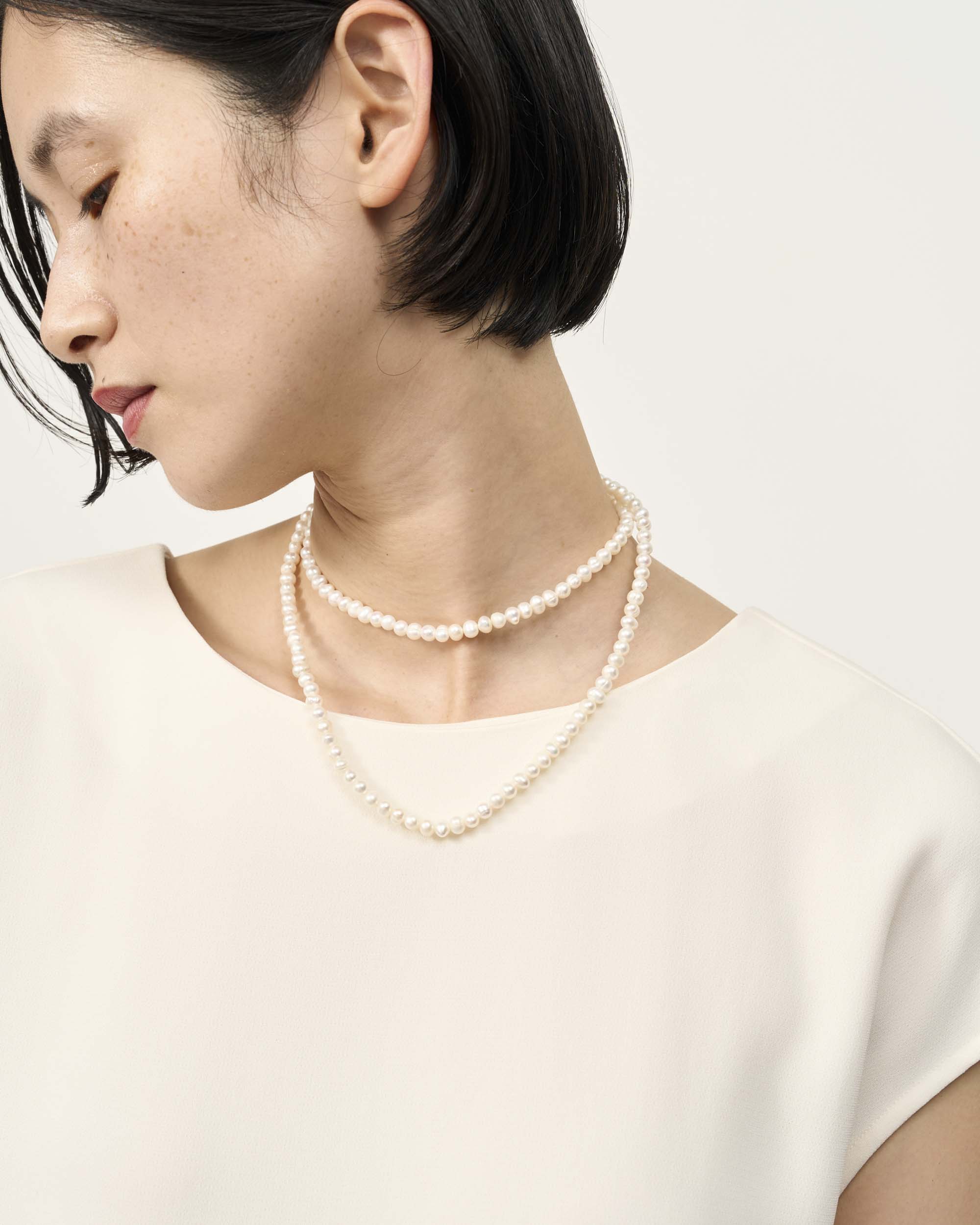 淡水パールロングネックレス