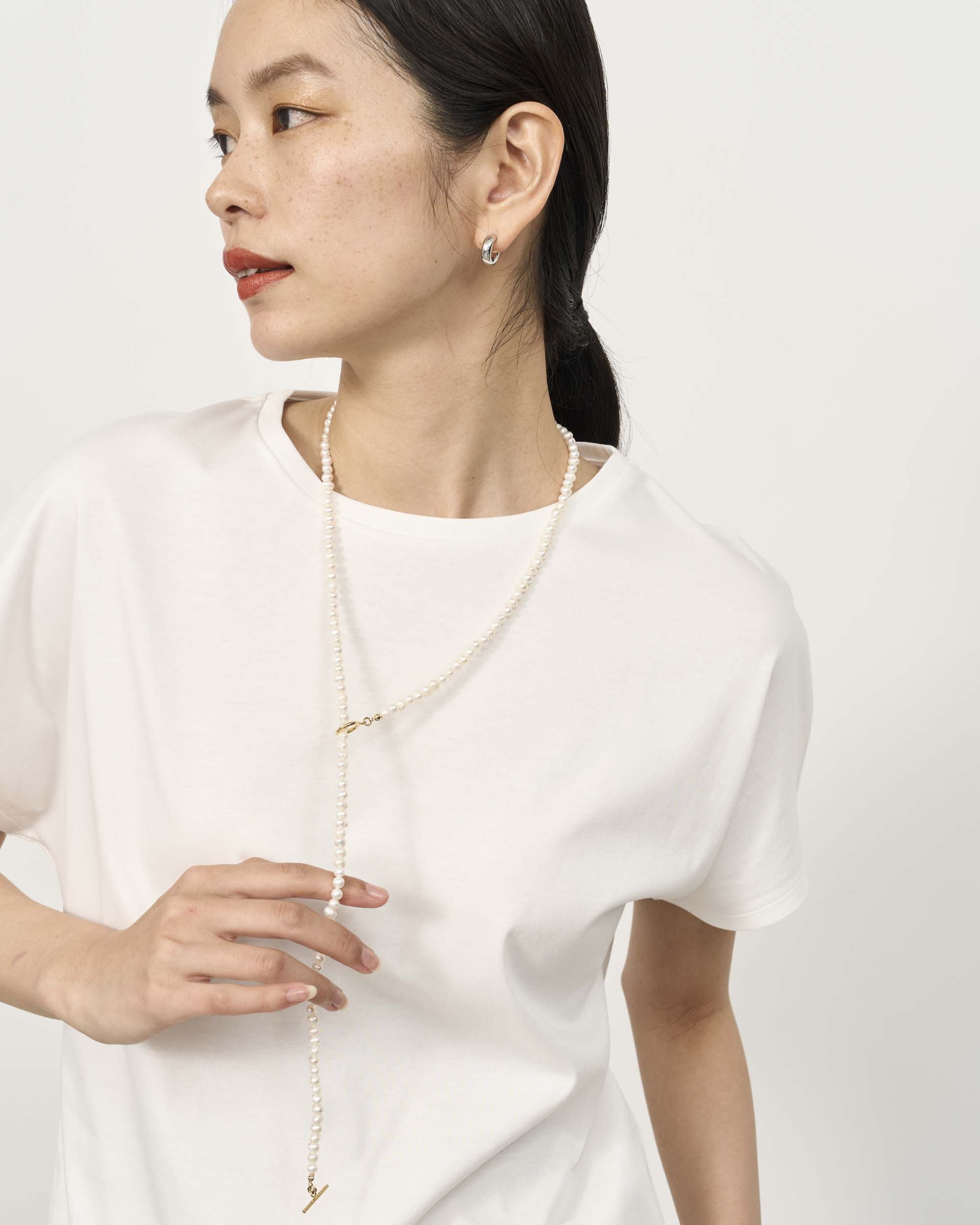 淡水パールロングネックレス