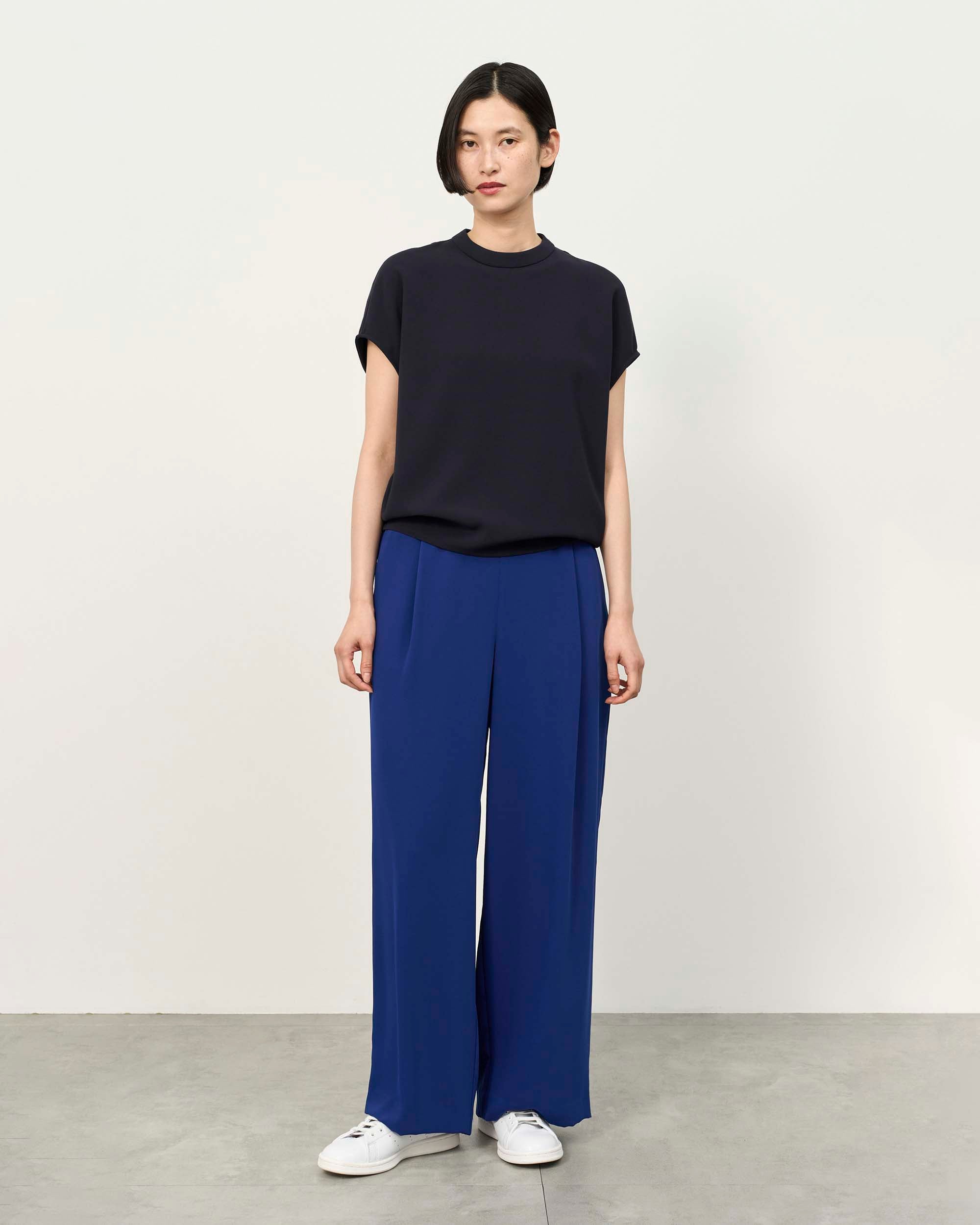 スタンドカラーコクーンブラウス