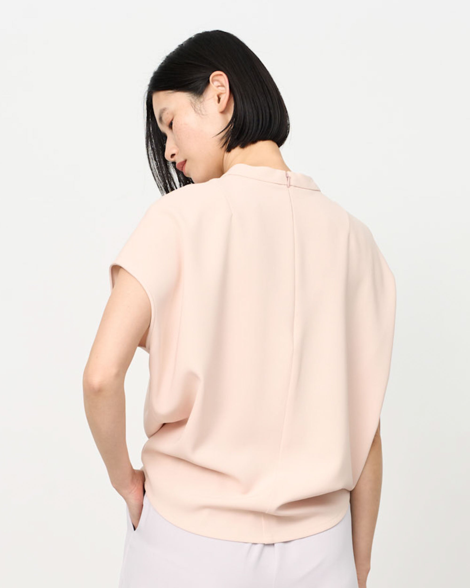 スタンドカラーコクーンブラウス