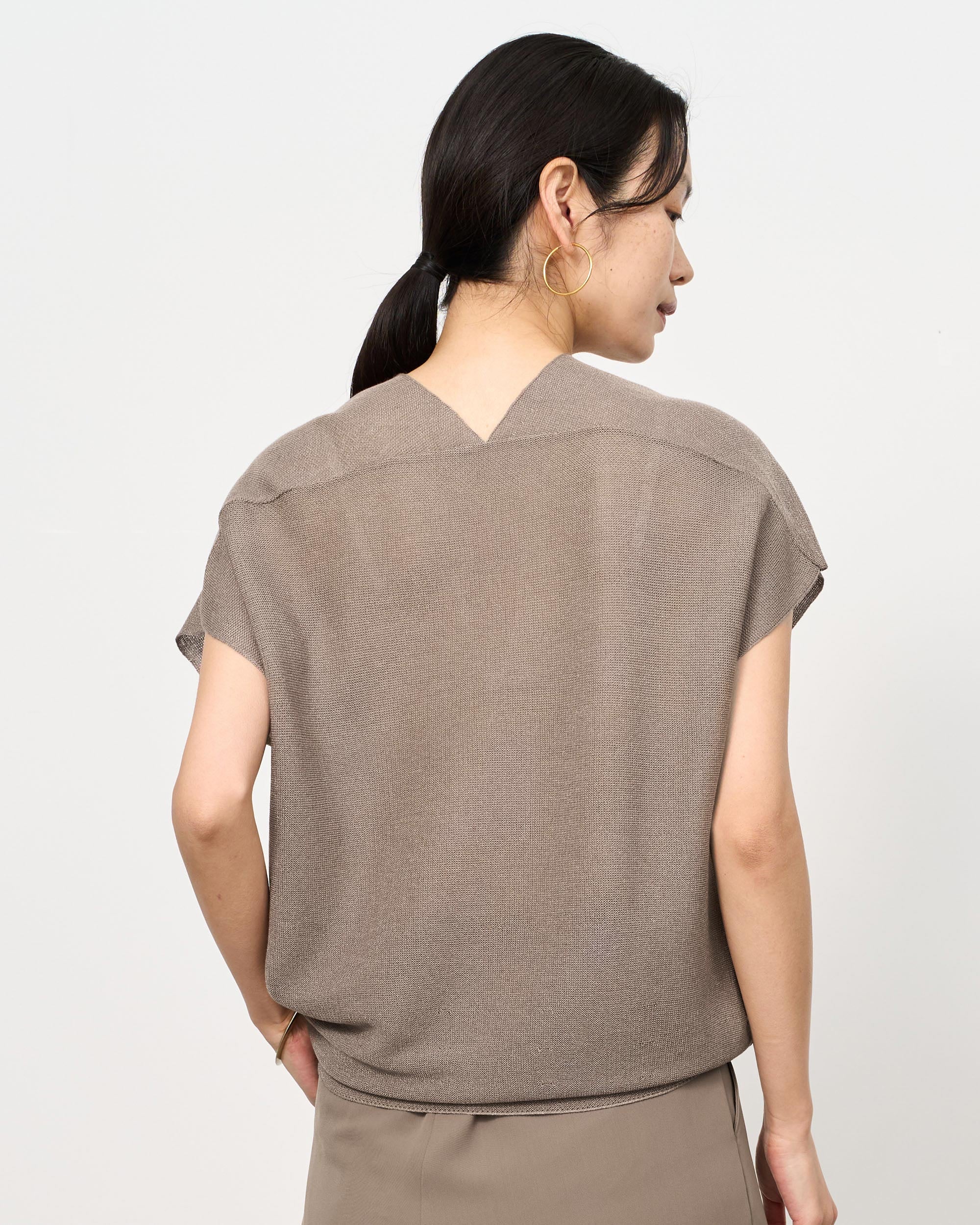 シアーショートスリーブコクーンニット