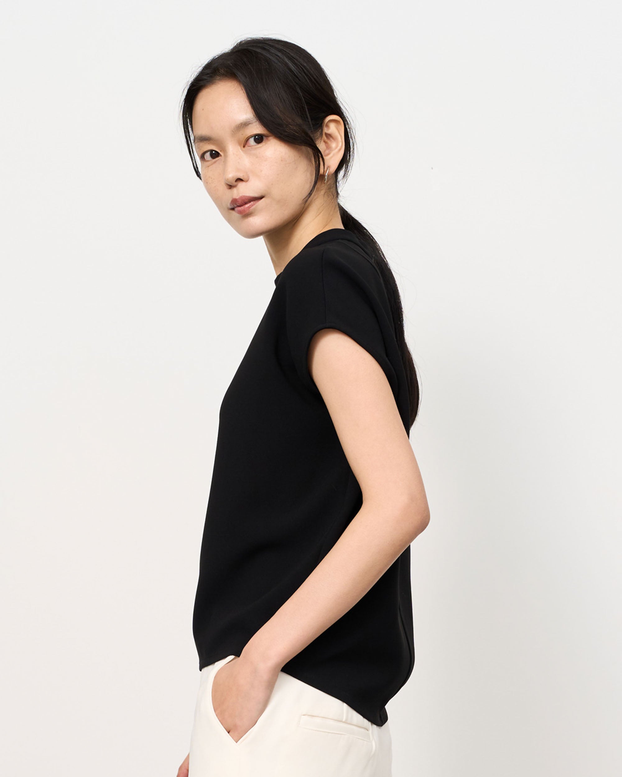 スタンドカラーコクーンブラウス