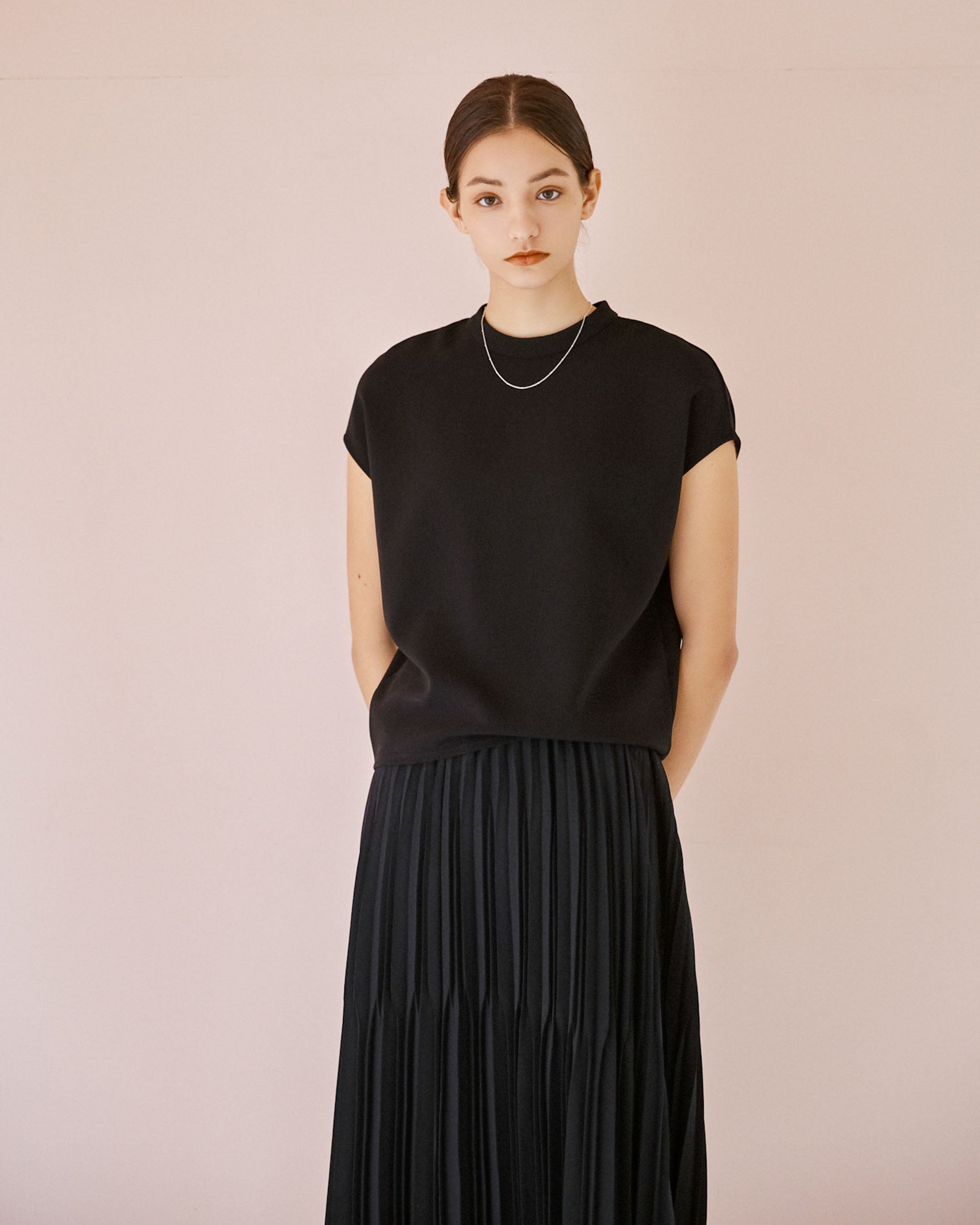 スタンドカラーコクーンブラウス