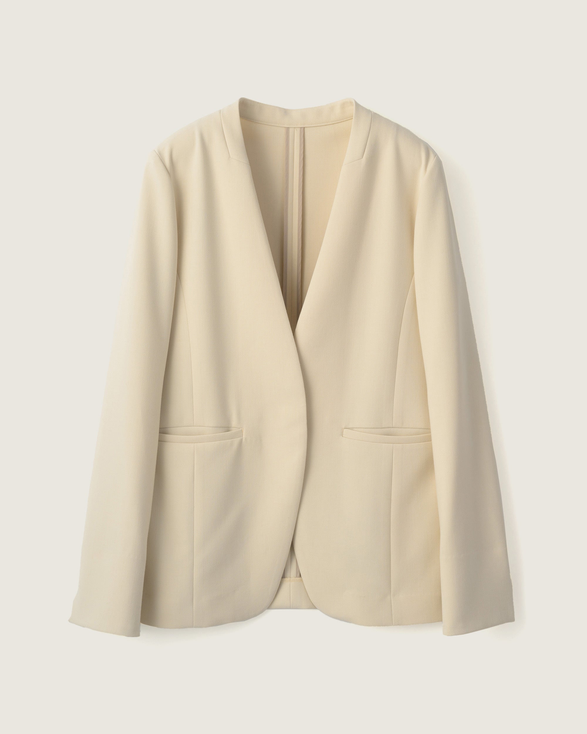 ウールライクノーカラージャケット