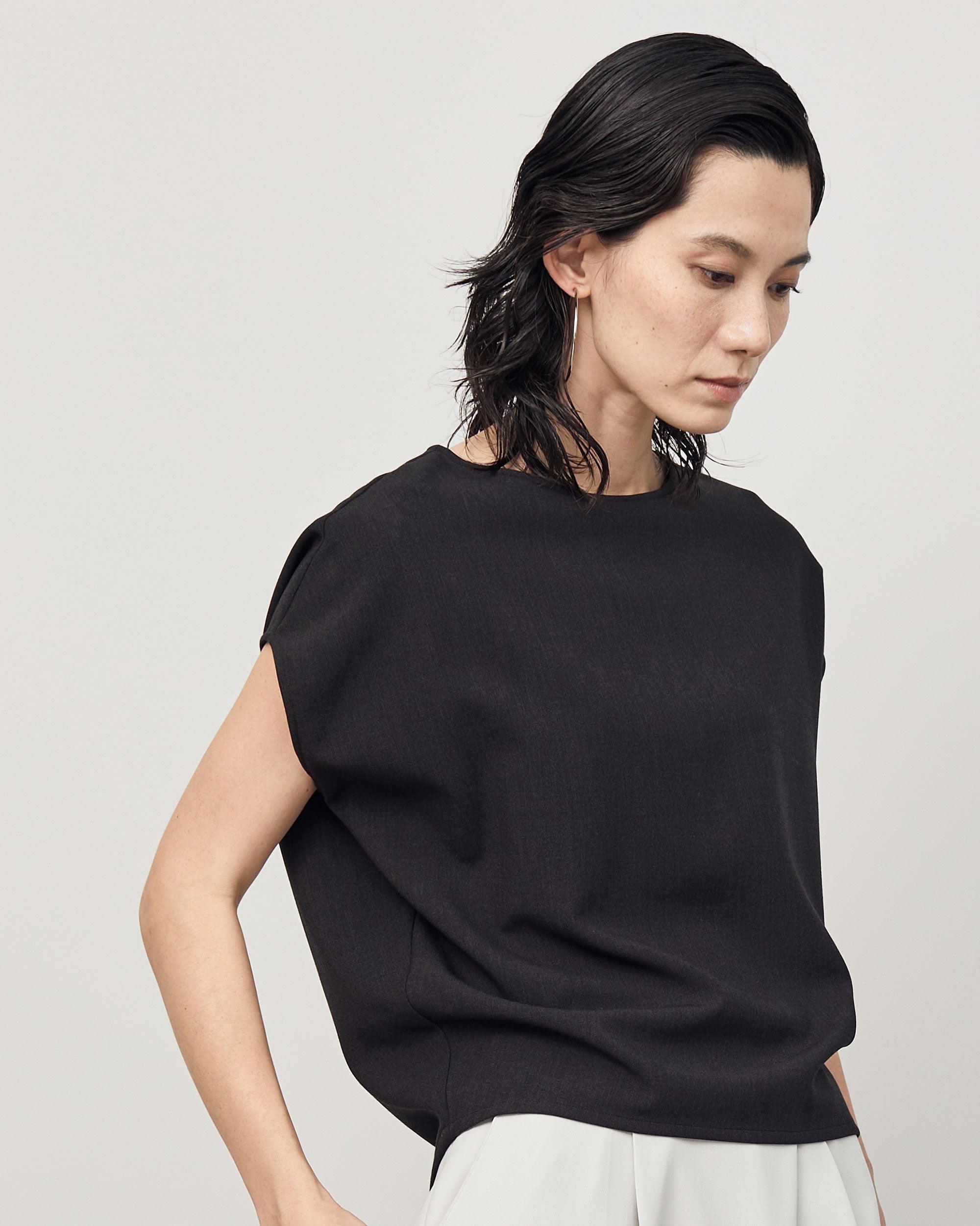 ウールライクショートスリーブコクーンブラウス