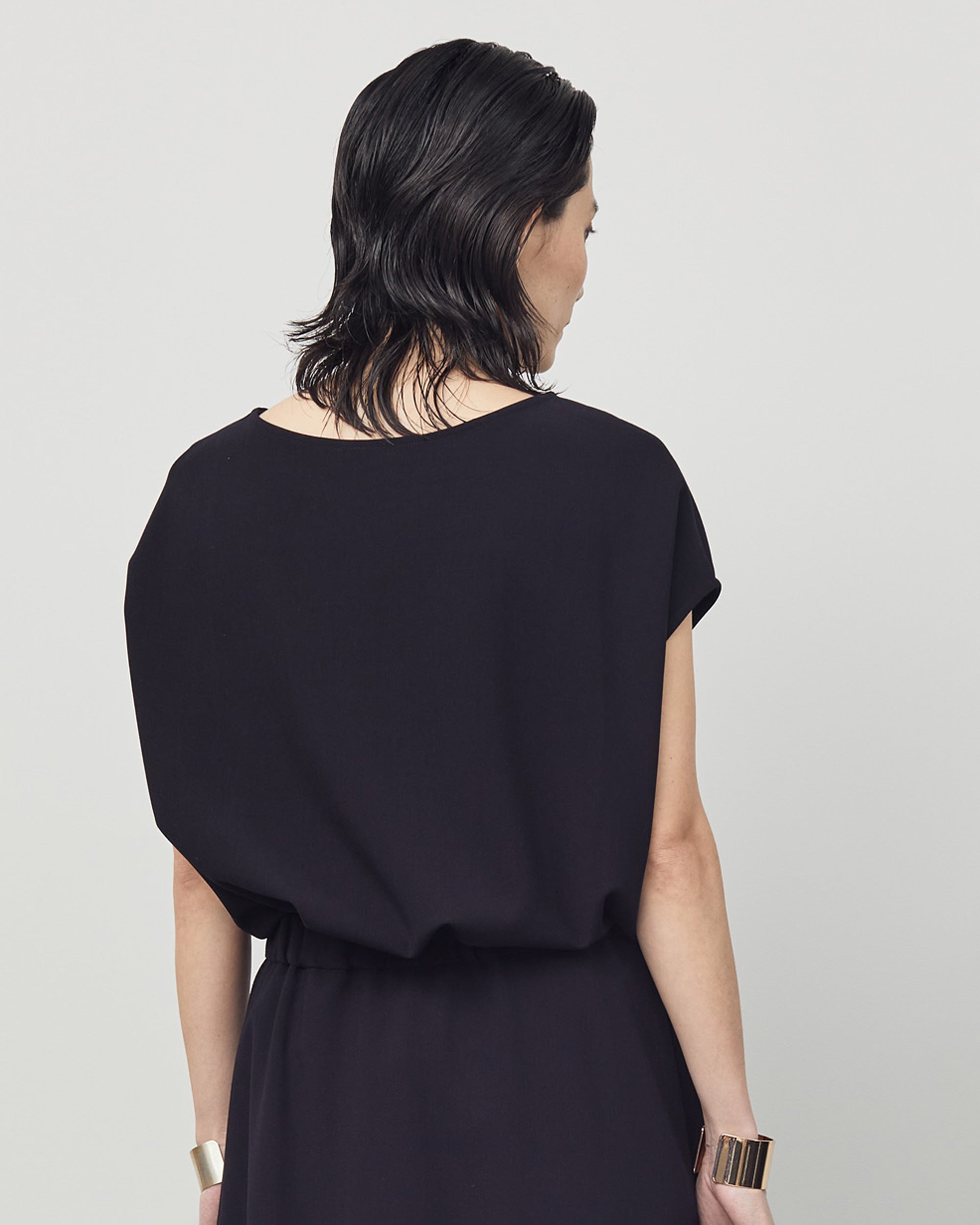 ウールライクショートスリーブコクーンブラウス