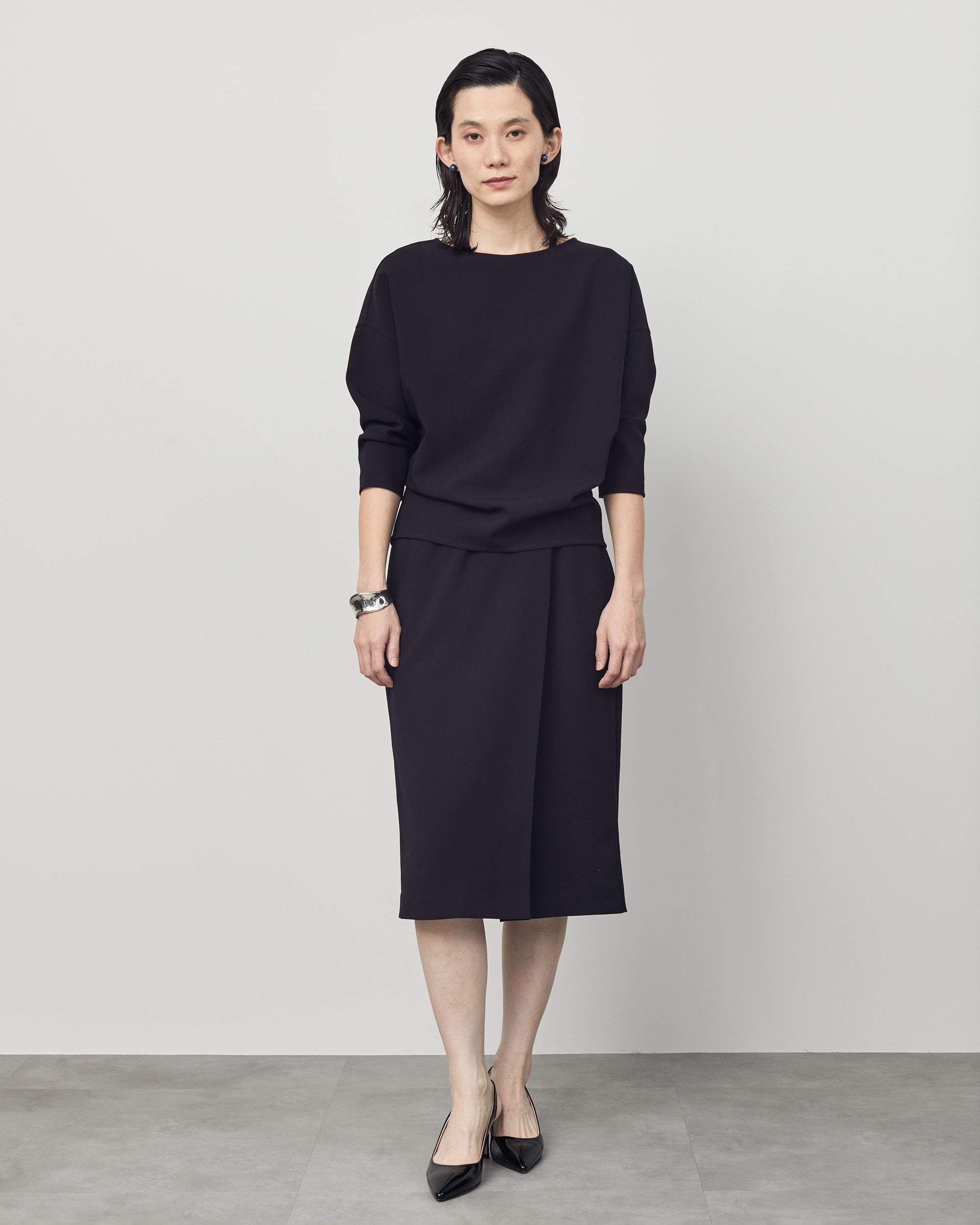 ウールライクコクーンブラウス8分袖