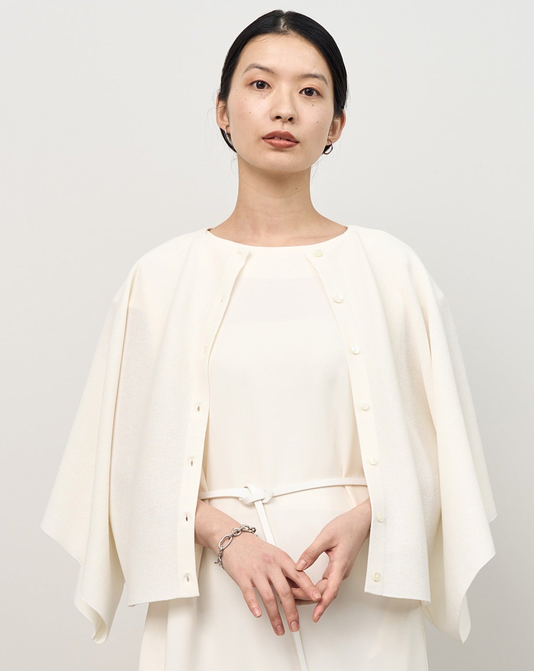 コットン混2WAYケープスタイルニット