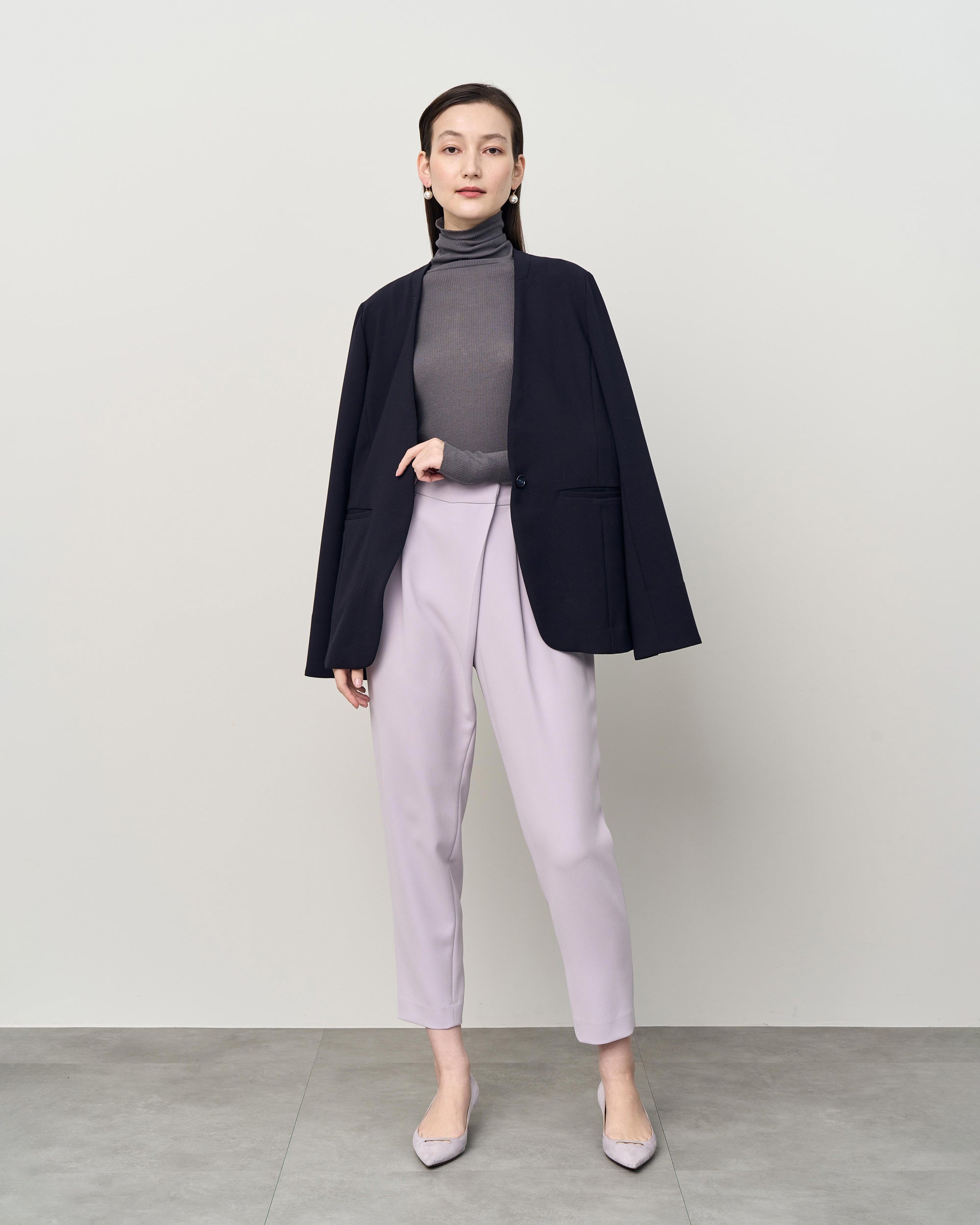 ウールライクノーカラージャケット