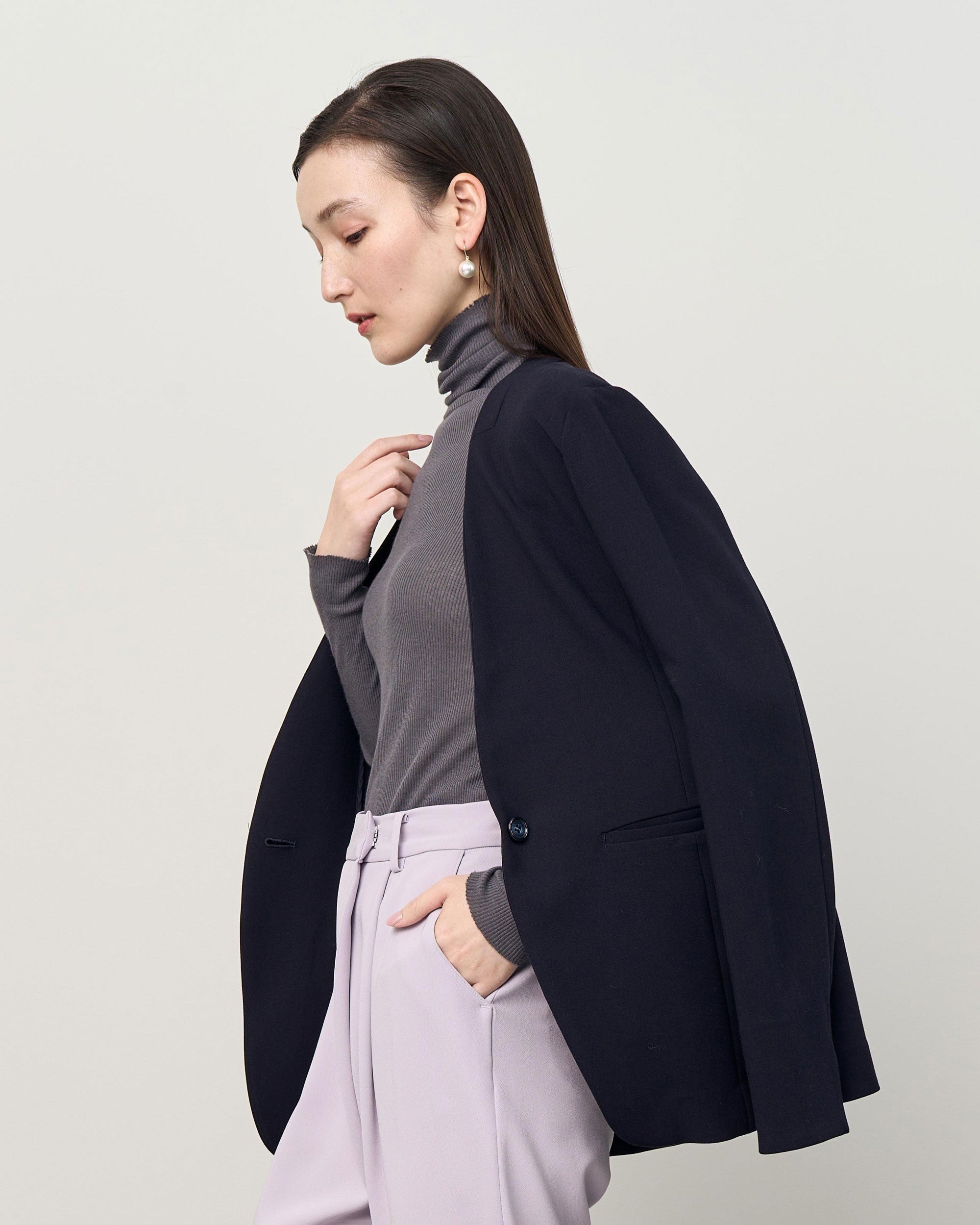 ウールライクノーカラージャケット