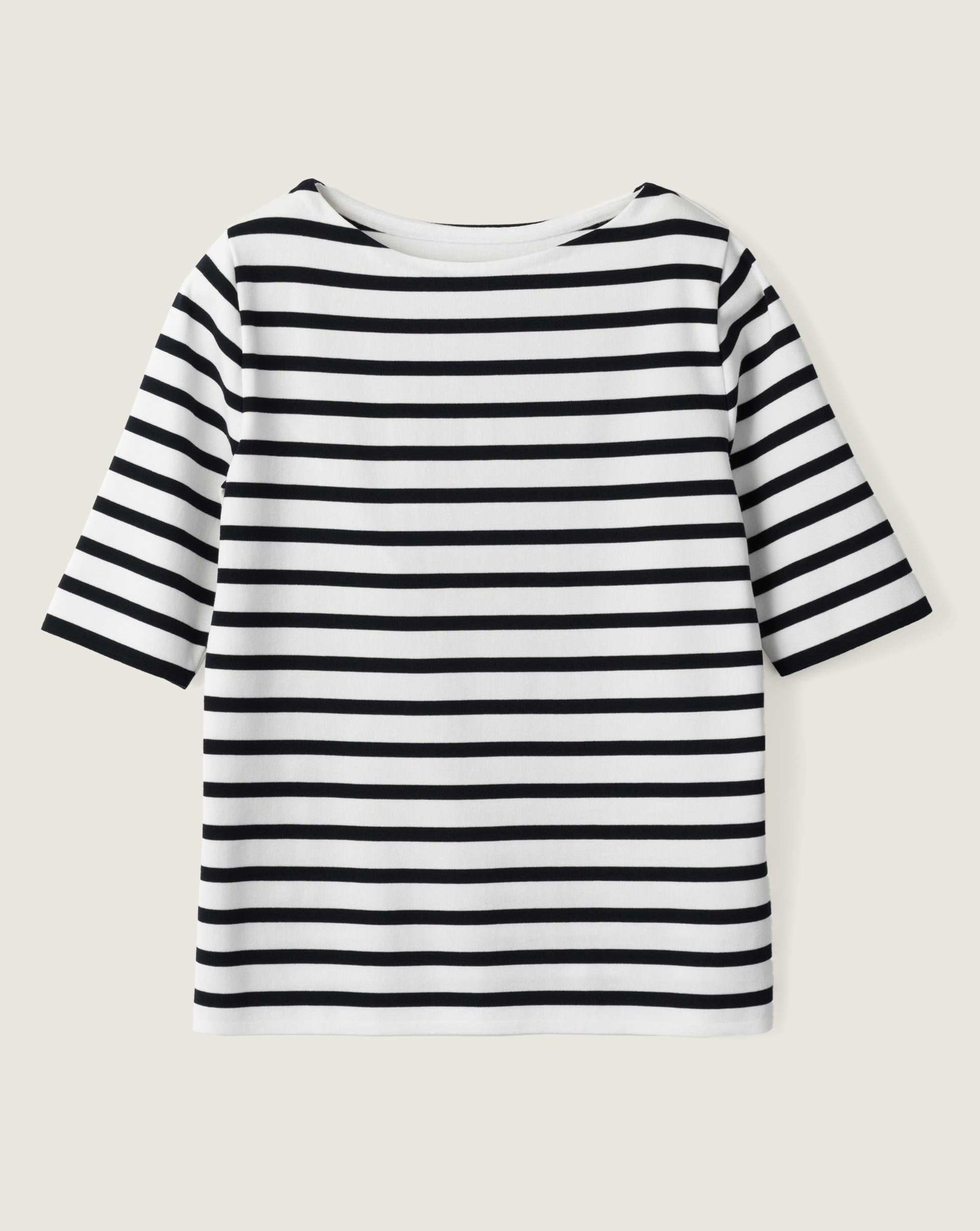 5分袖ボーダーニットソー