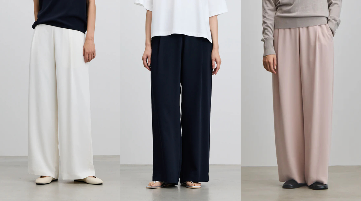 【再入荷】大人の細見えワイドパンツに待望のWHITE・NAVYが再入荷