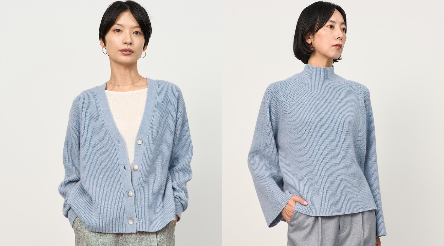 新作入荷】洗えるラクーン混ニットに新色登場。上品なリラクシー