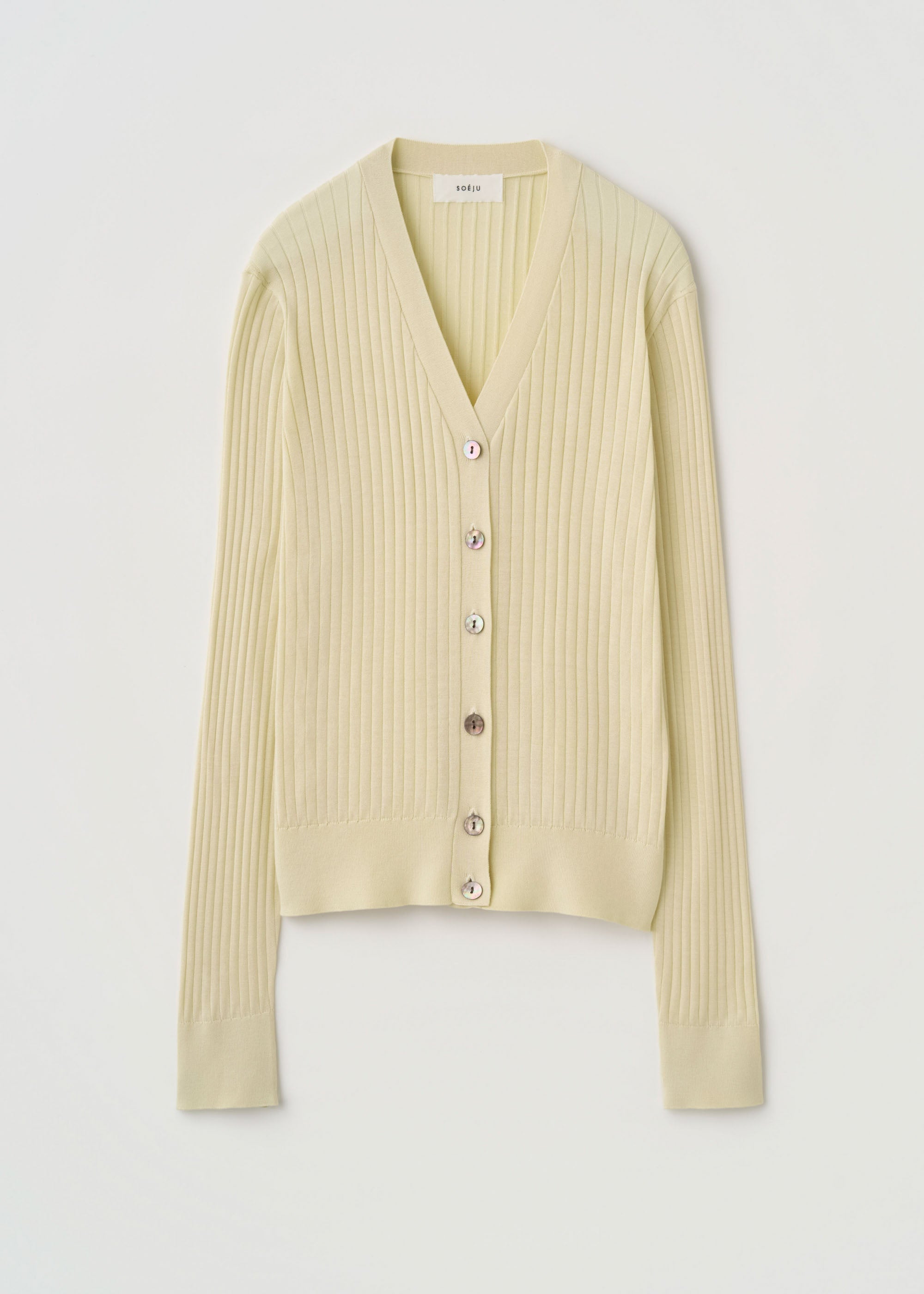 シルクワイドリブVネックカーディガン