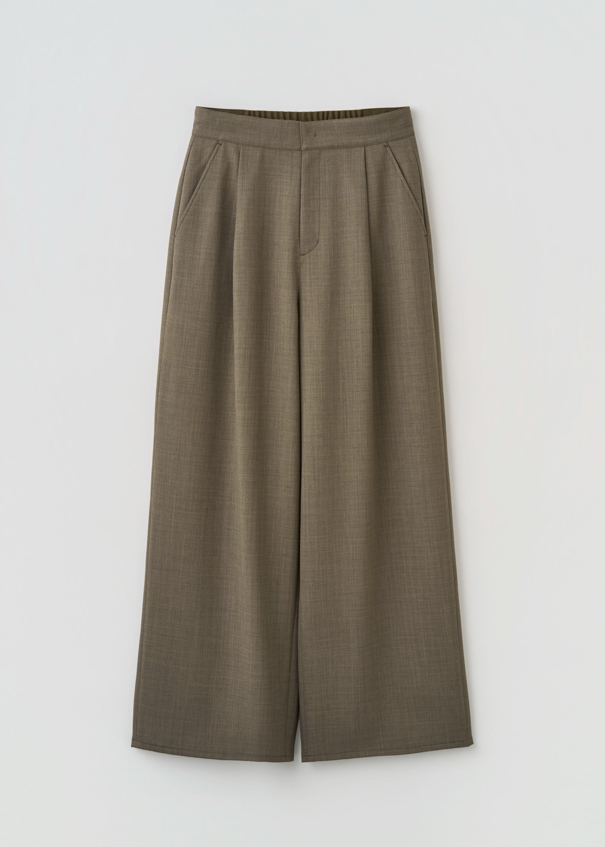リネンライクタックワイドパンツ