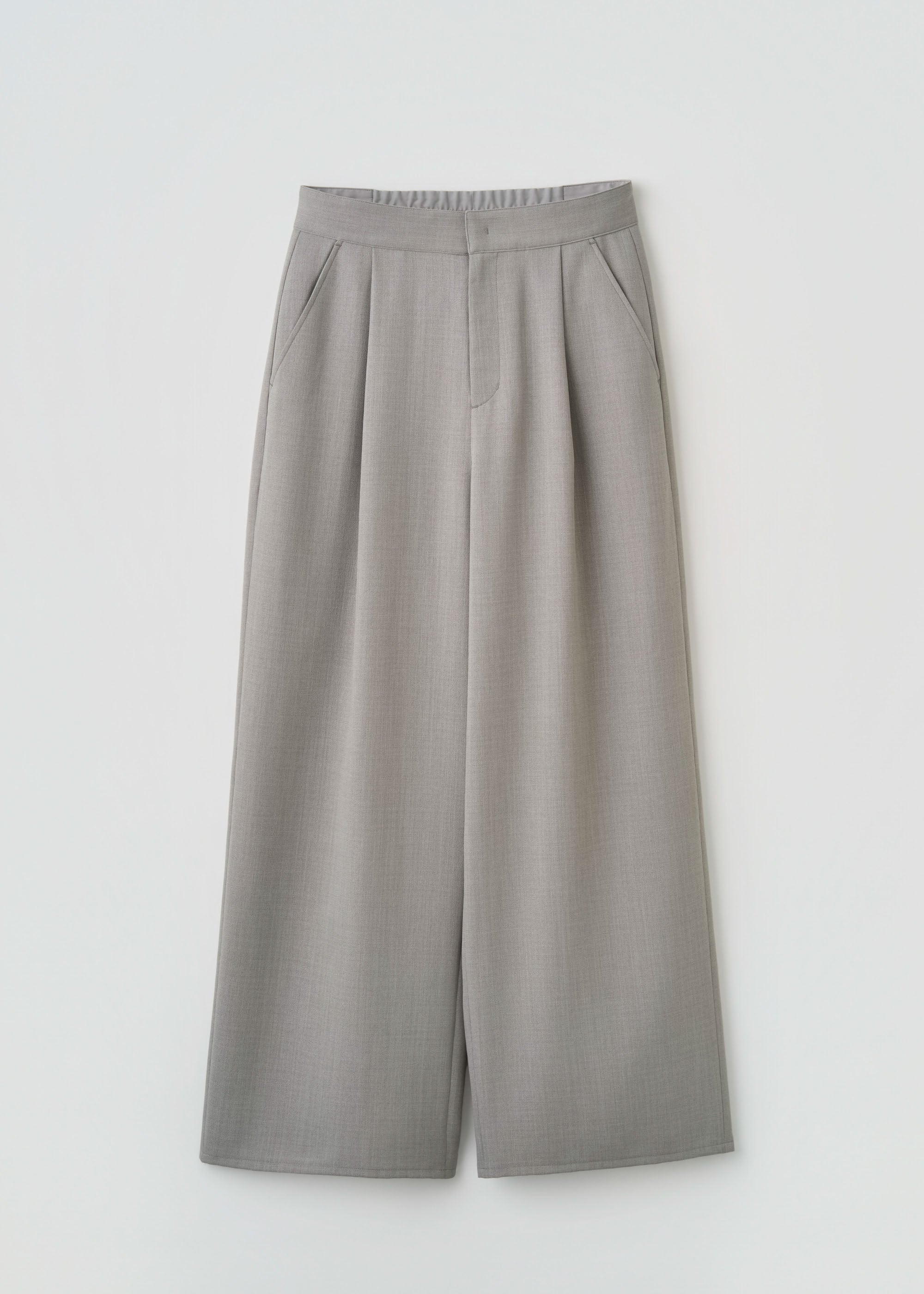 リネンライクタックワイドパンツ