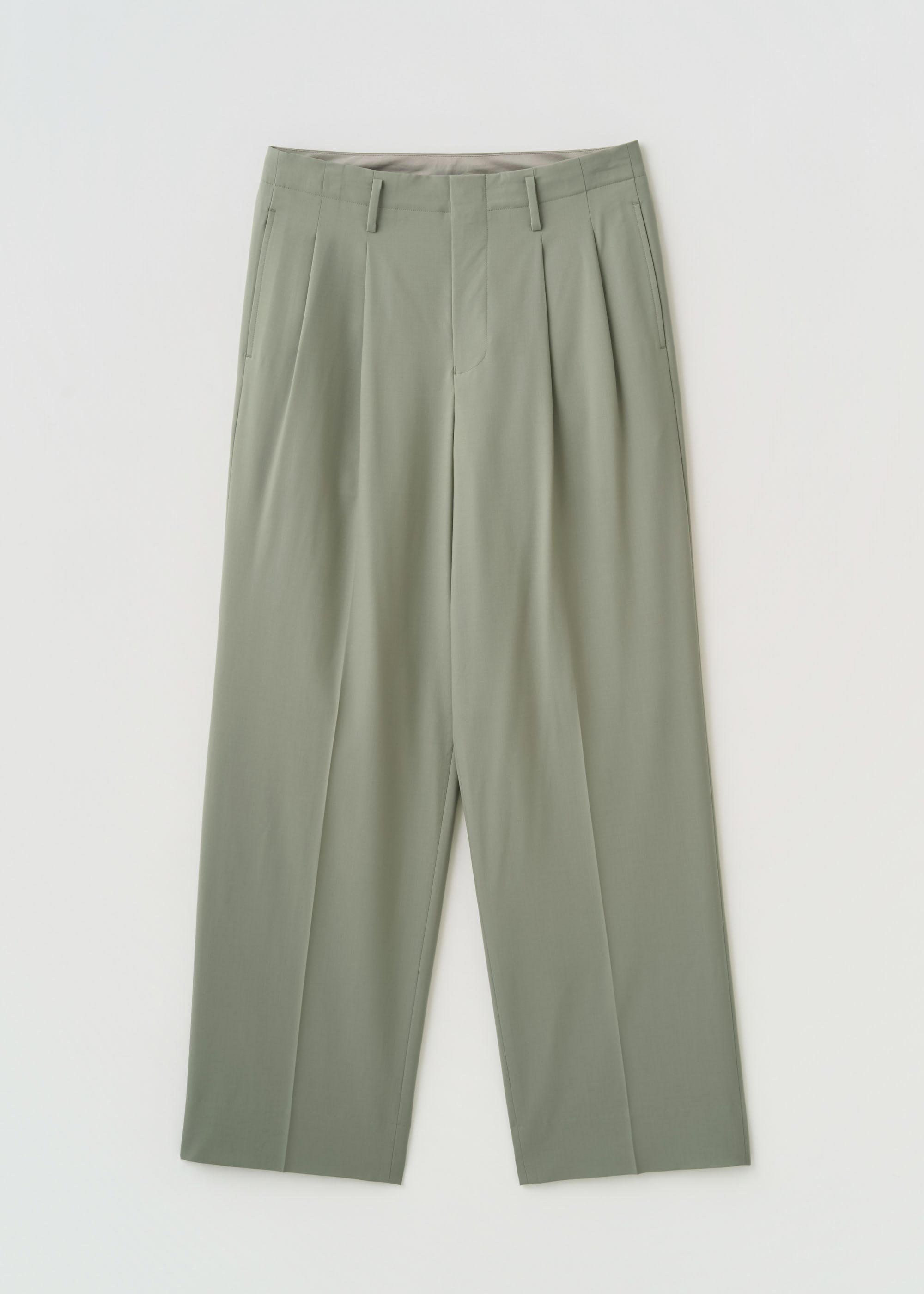 スーパー140ライトウールタックワイドストレートパンツ