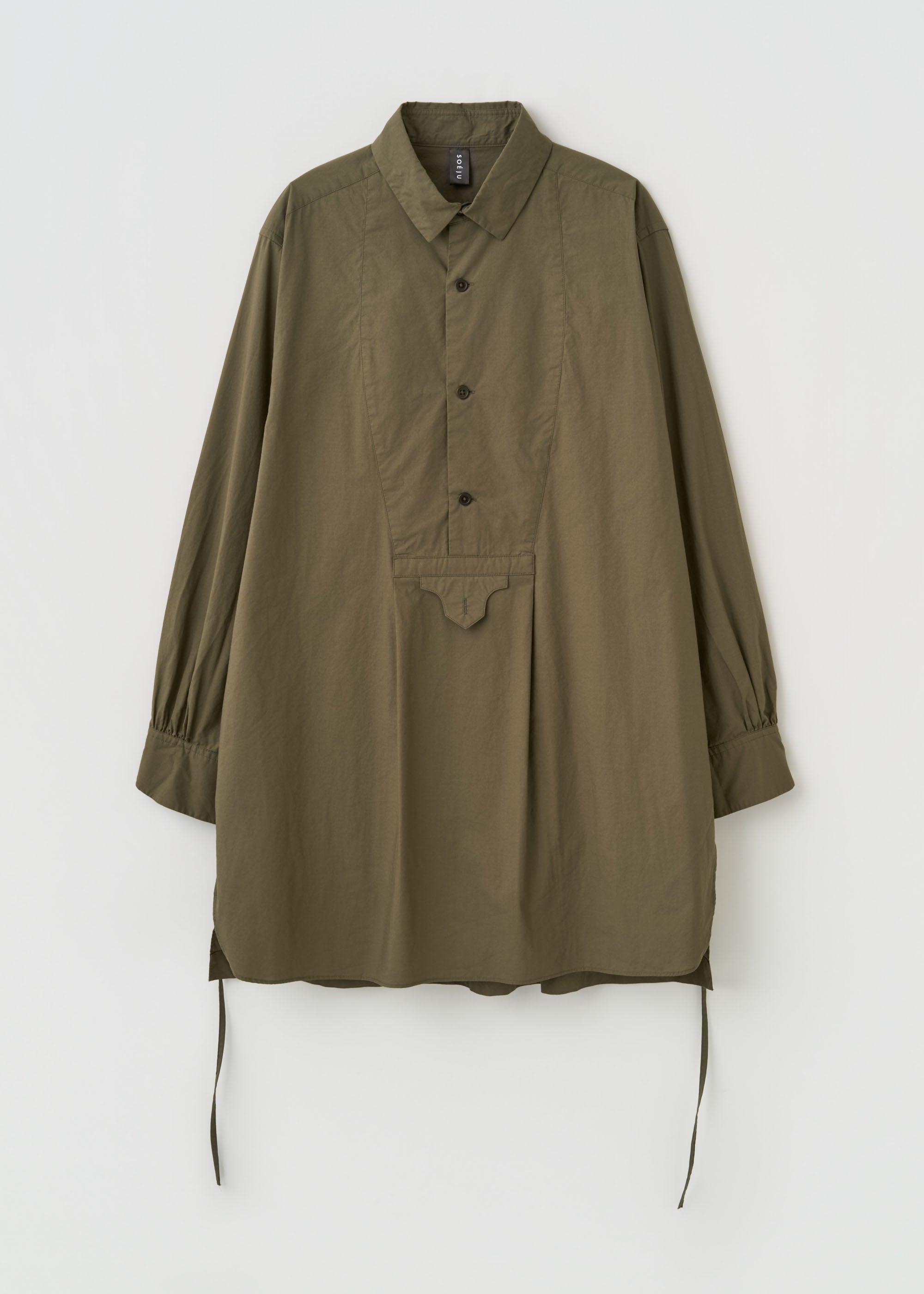 美品　45R コサージュ　長袖Tシャツ　ベージュ　シルク混　チュニック コットンシルクブザムチュニックシャツ｜SOÉJU k - SOÉJU online store