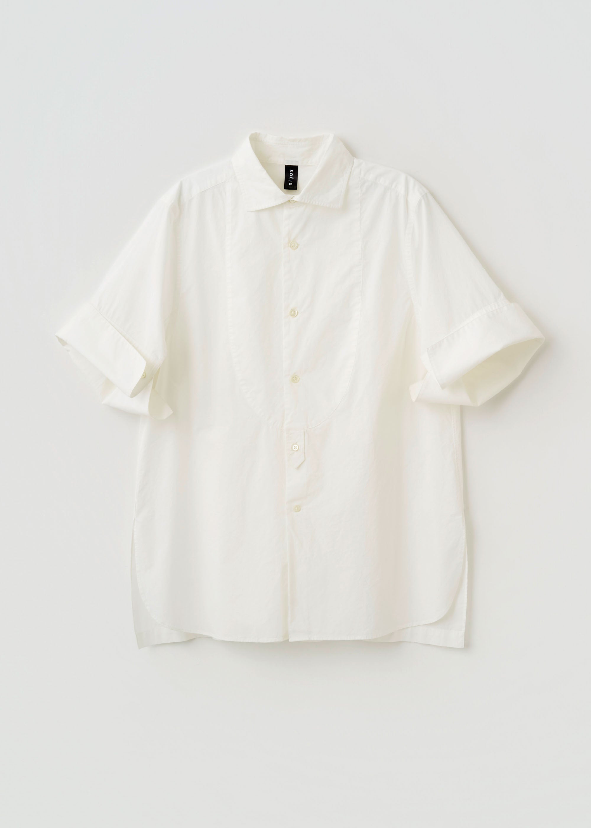 コットンシルクダブルカフスハーフスリーブシャツ