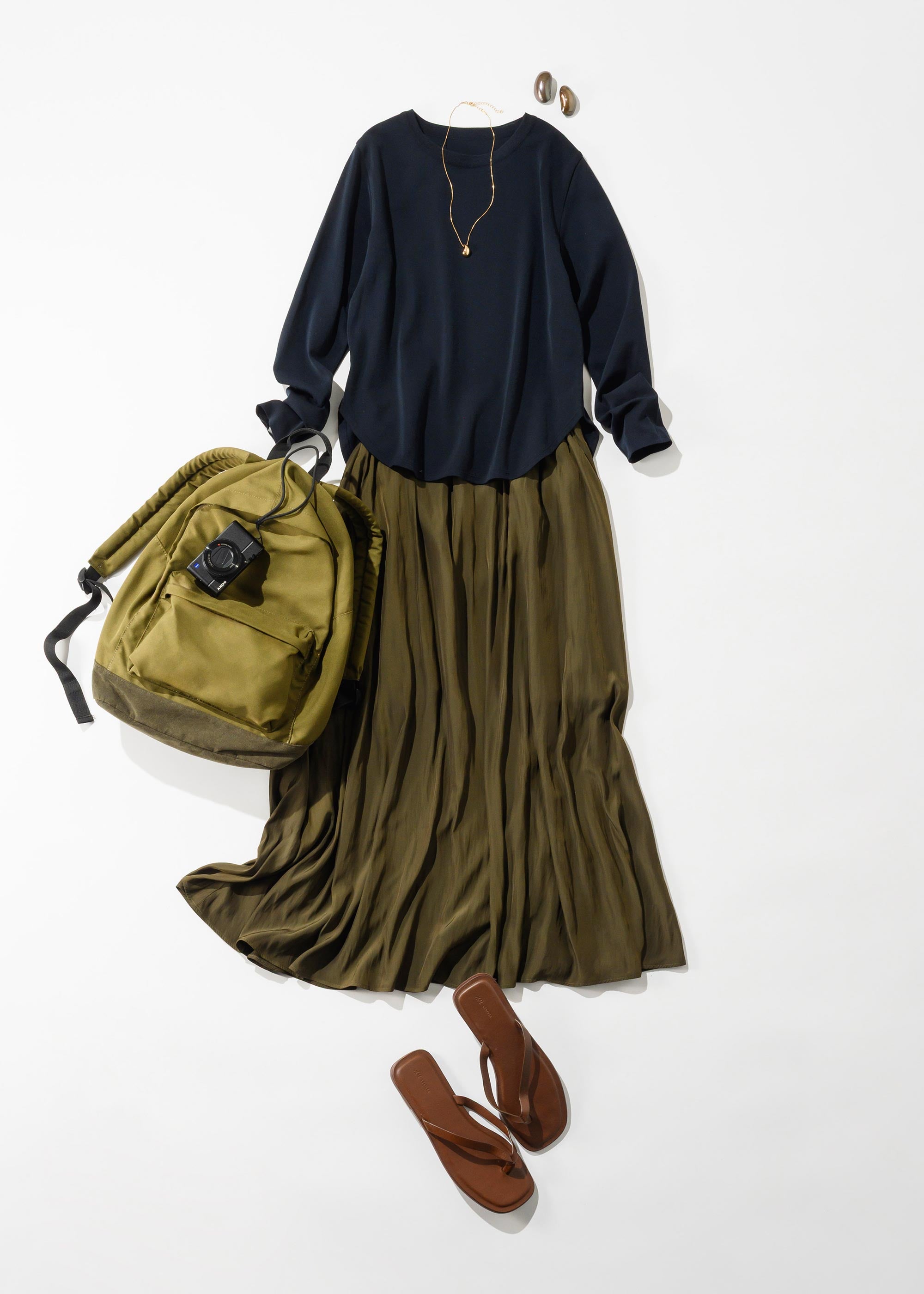 デシンギャザーロングスカート