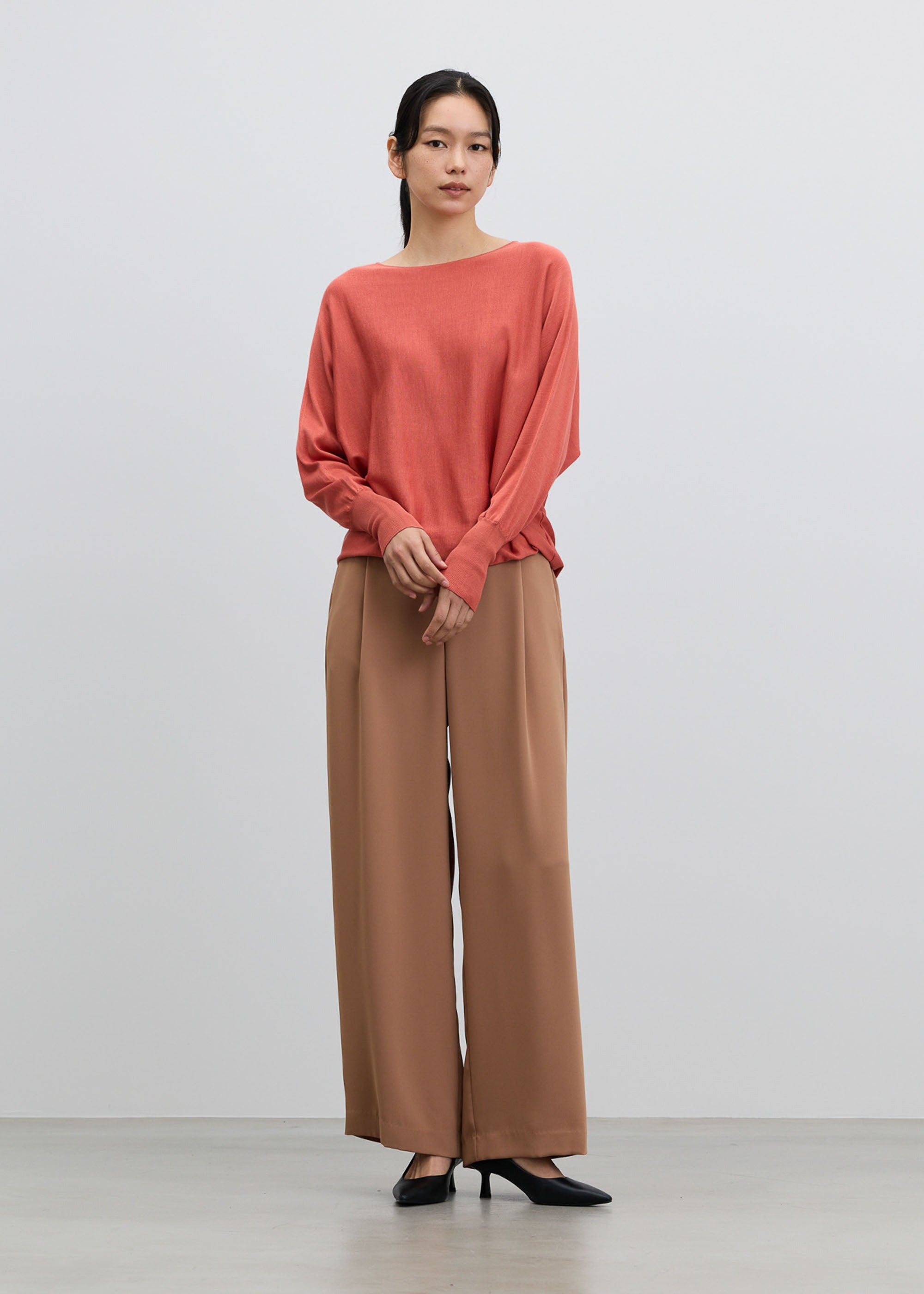 シルクコットンボートネックニット