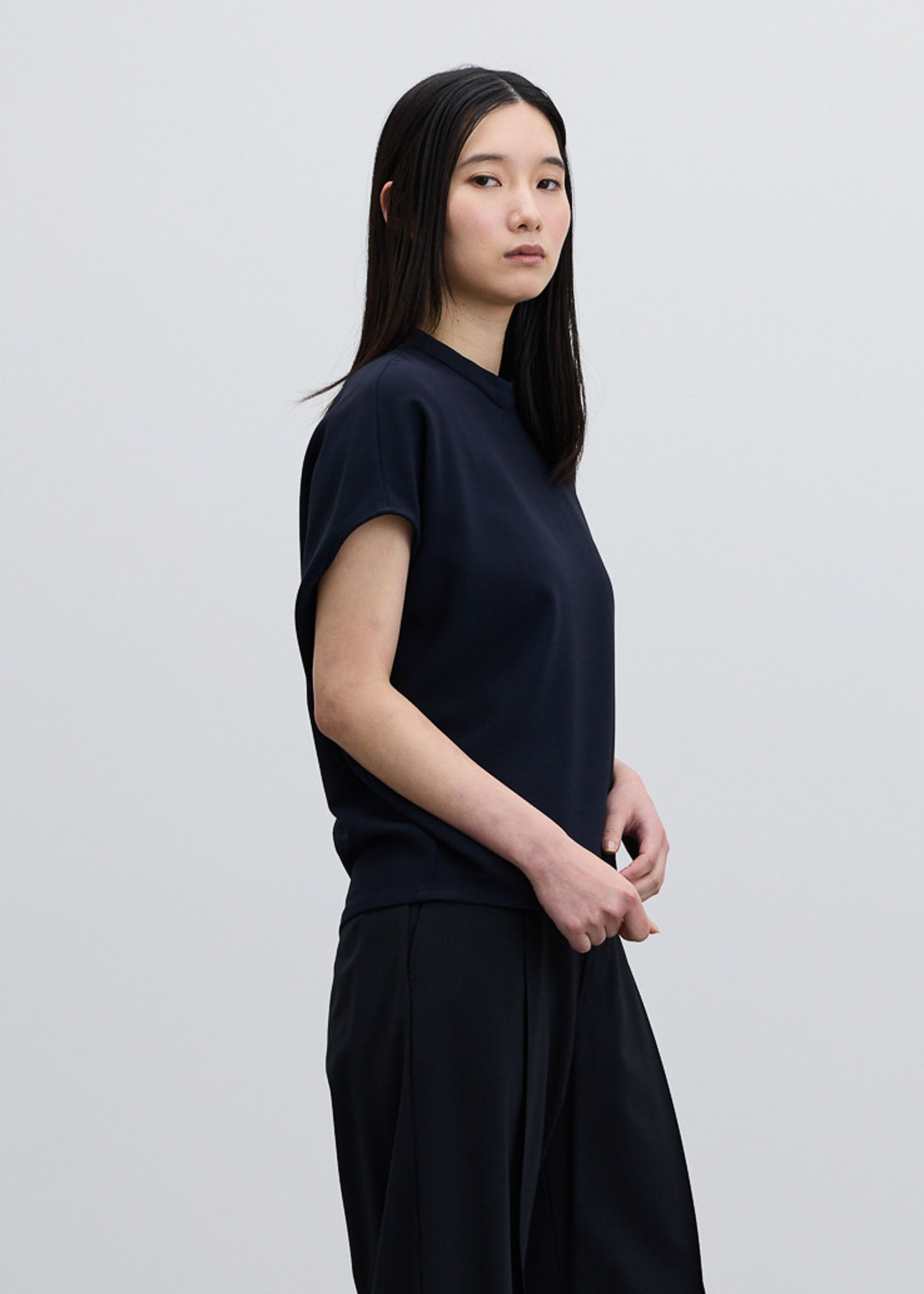 スタンドカラーコクーンブラウス