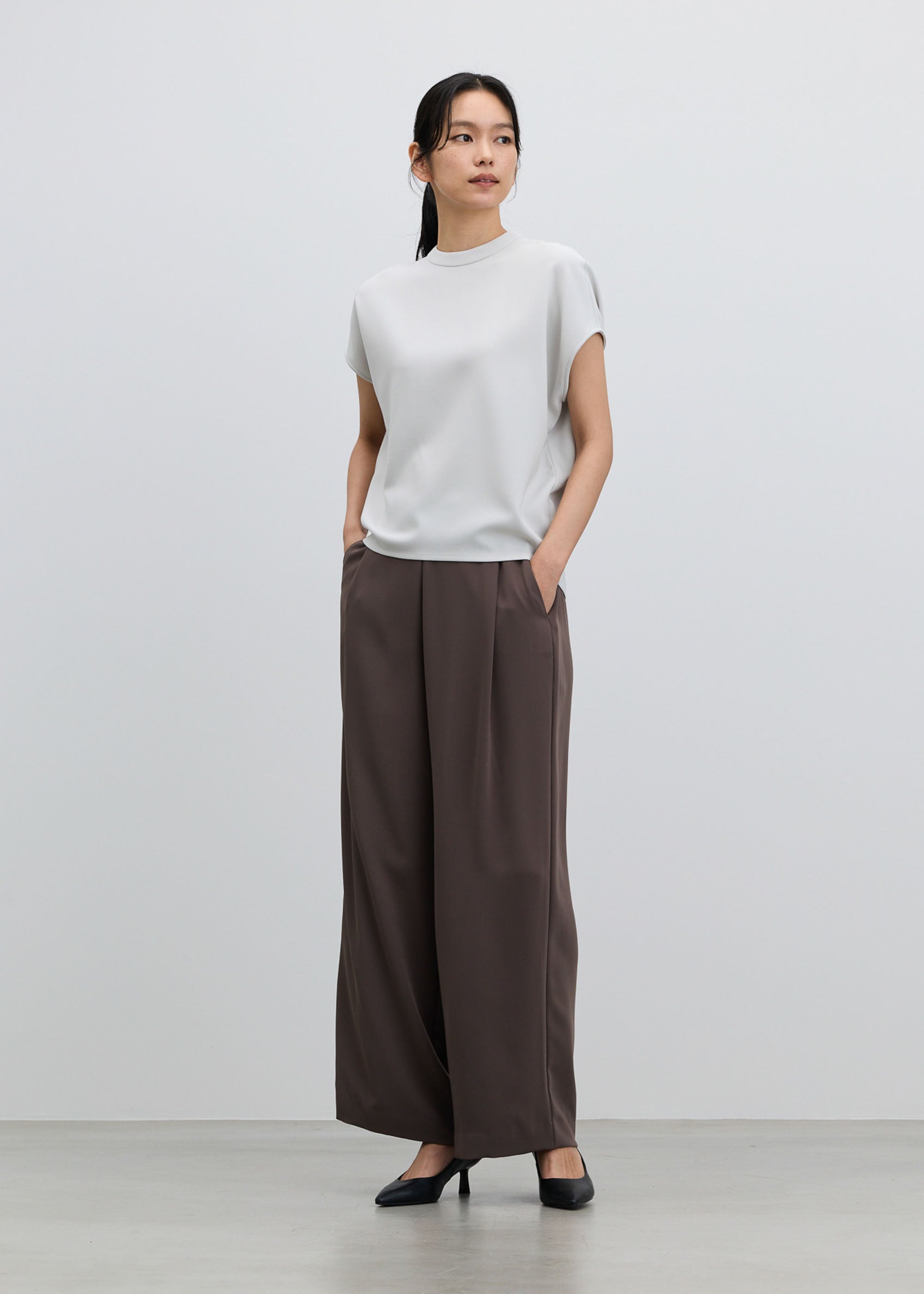 スタンドカラーコクーンブラウス