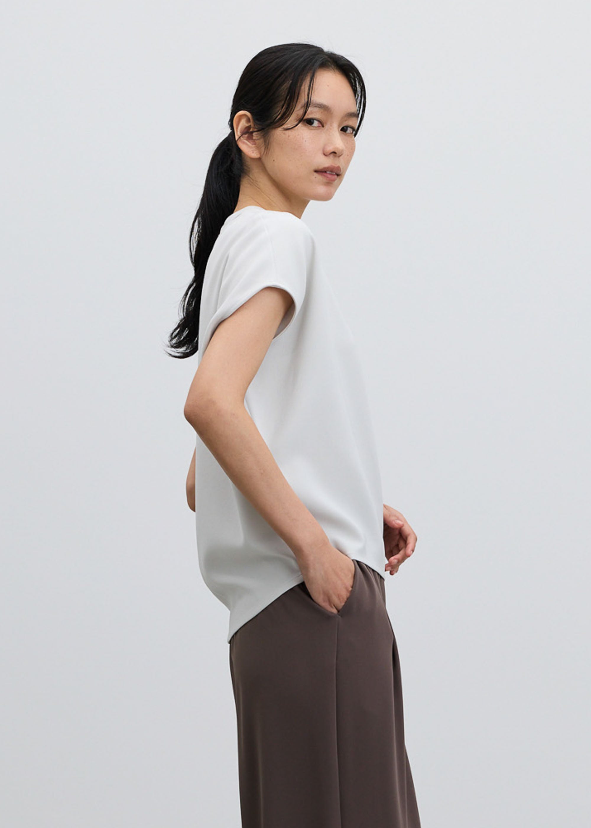 スタンドカラーコクーンブラウス