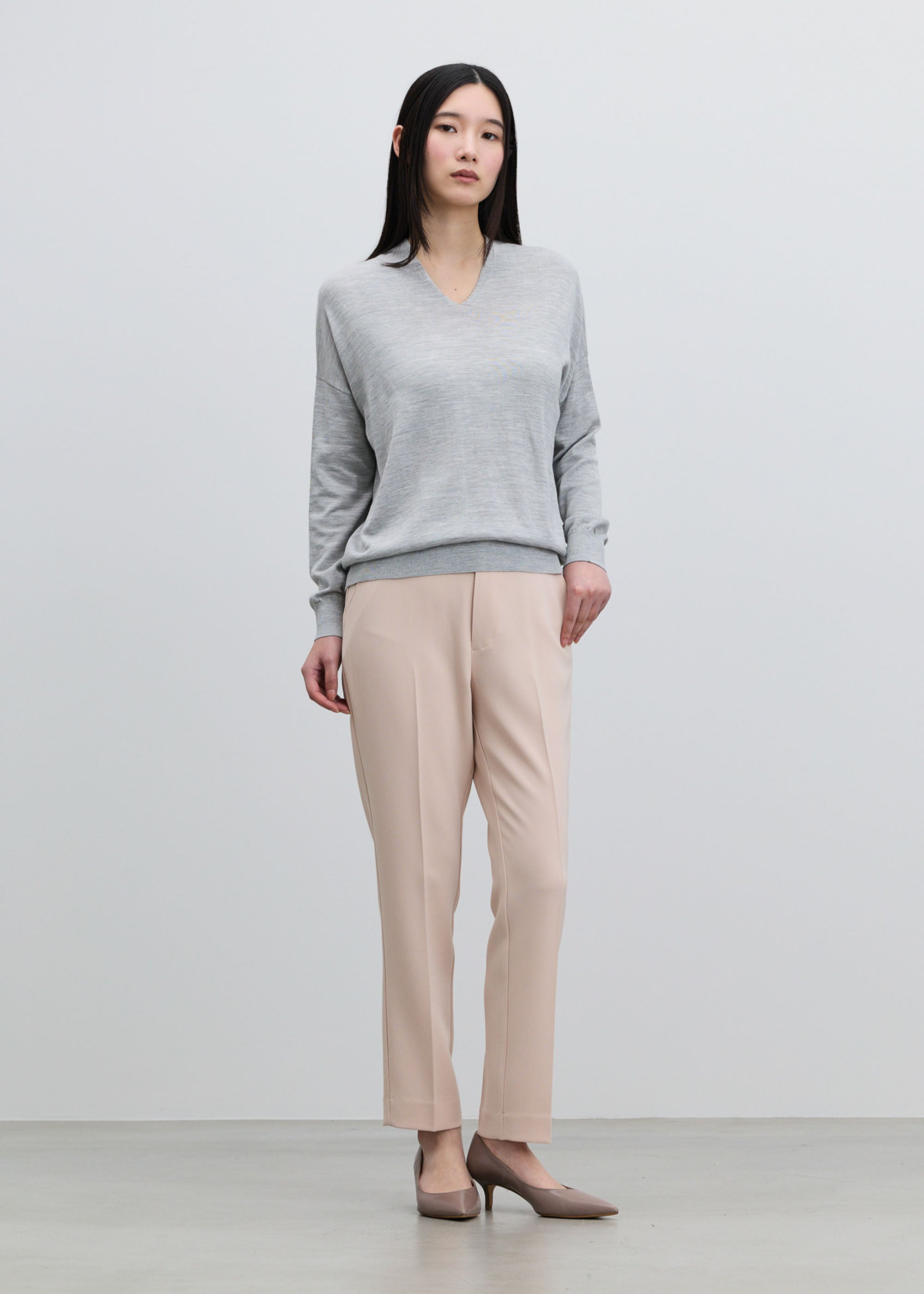 シルクコットンVネックニット