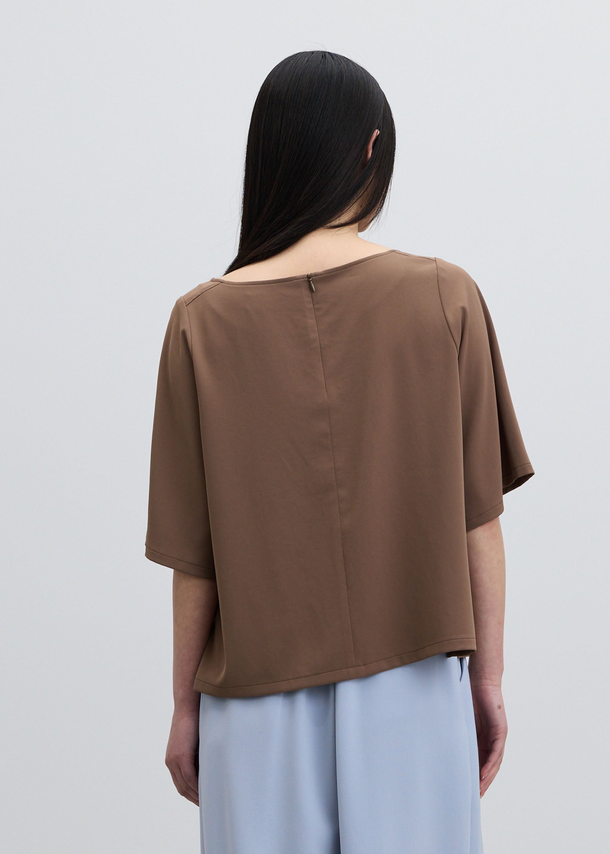 ヴィンテージサテンボートネックTブラウス