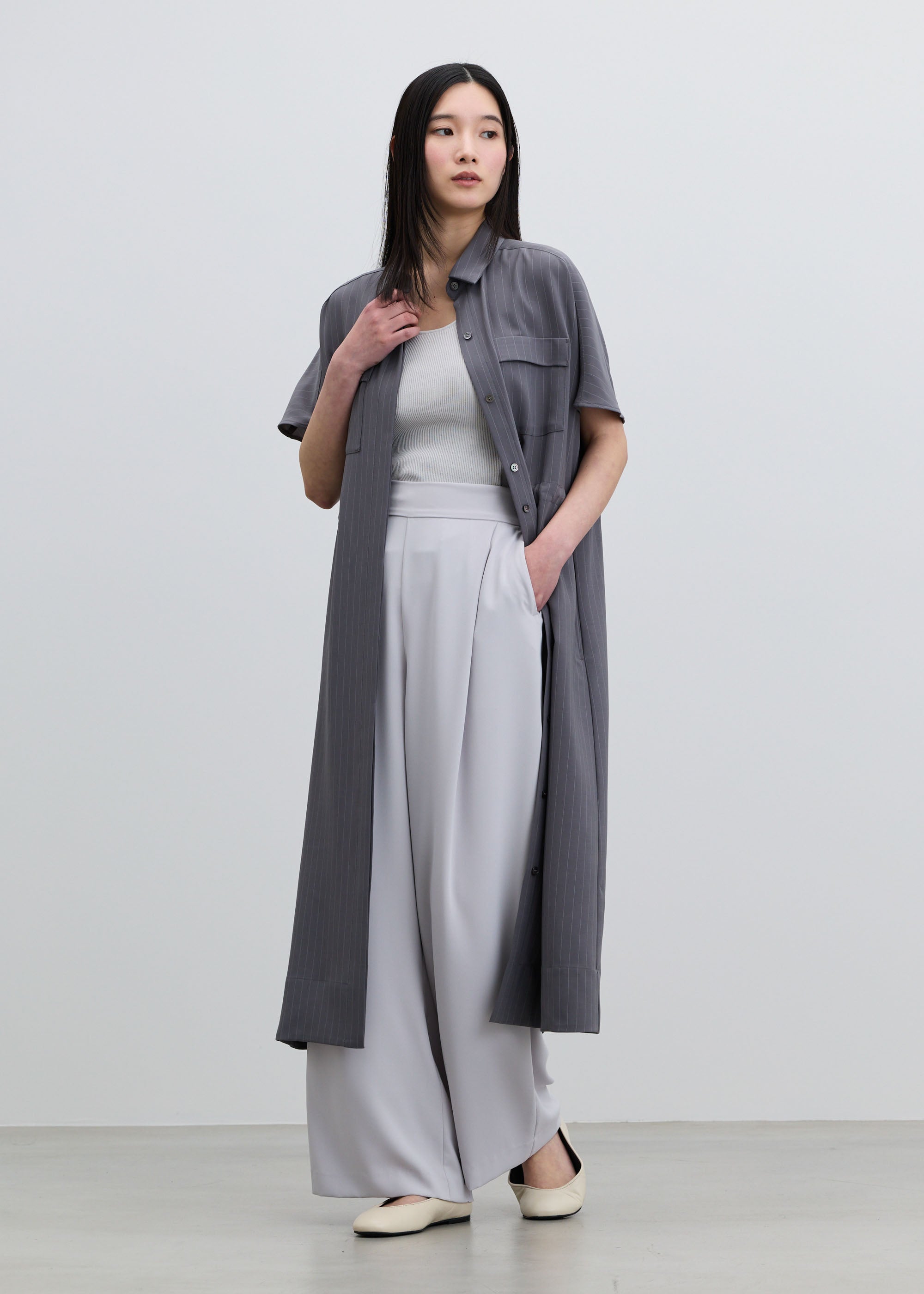 ロングシャツワンピース