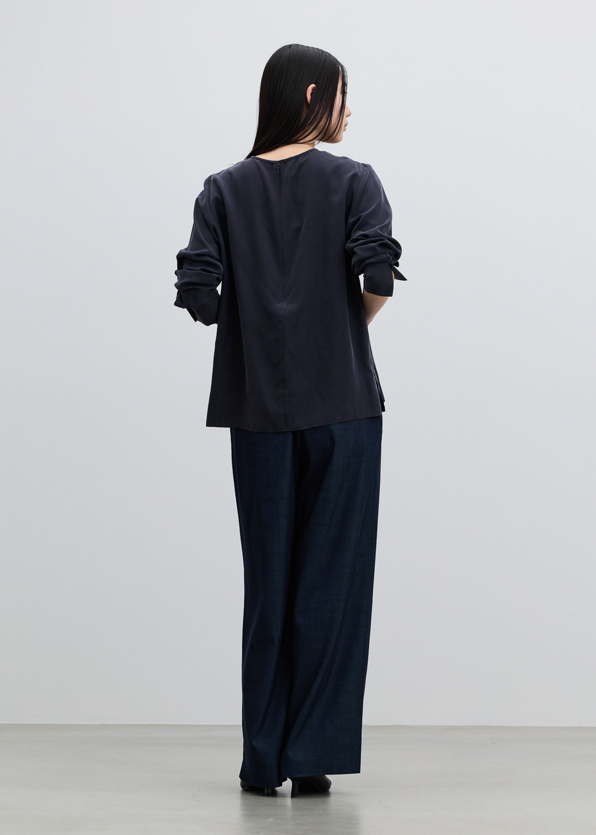 デニムライクタックワイドパンツ