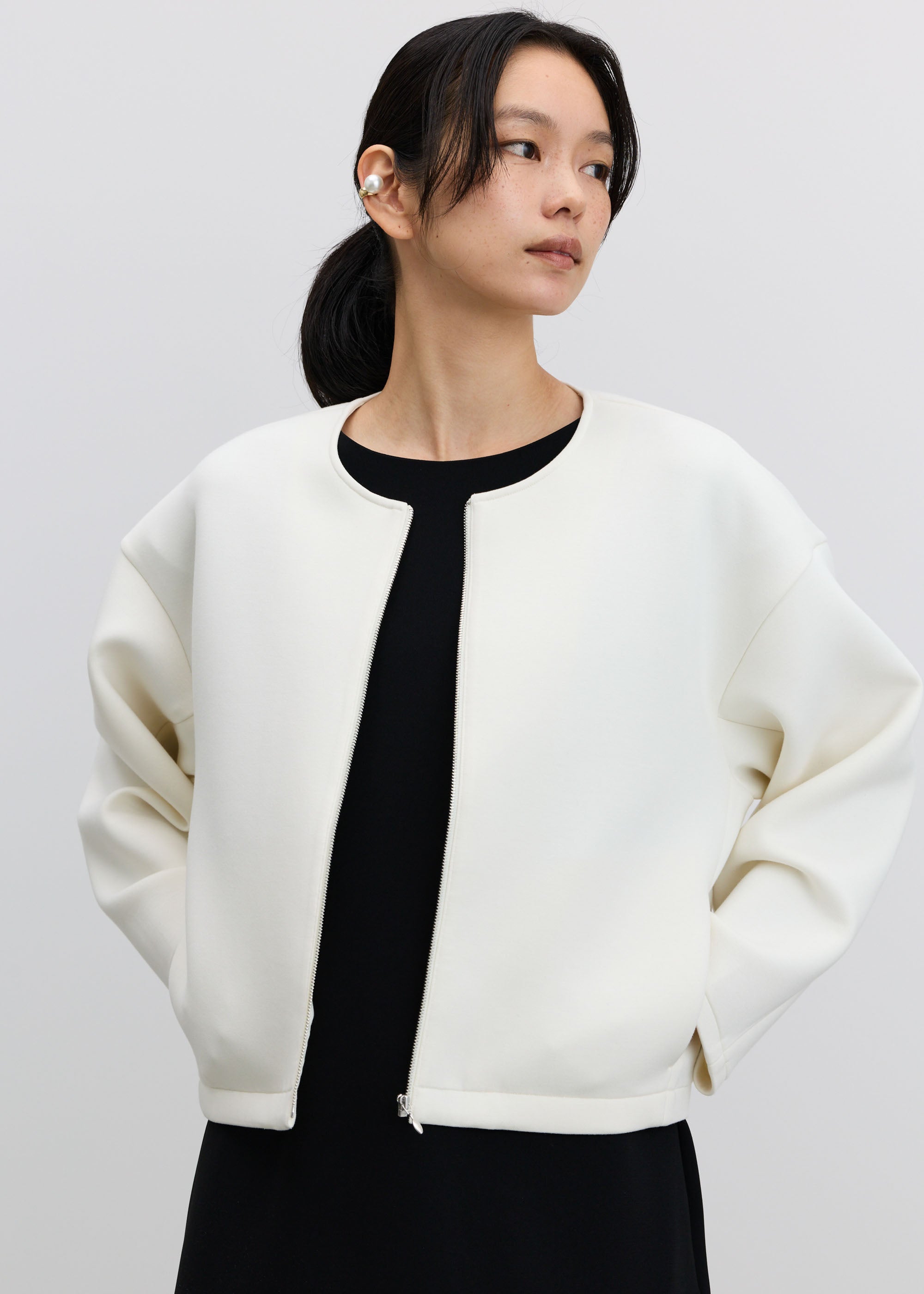 ソフトダブルフェイスショートブルゾン