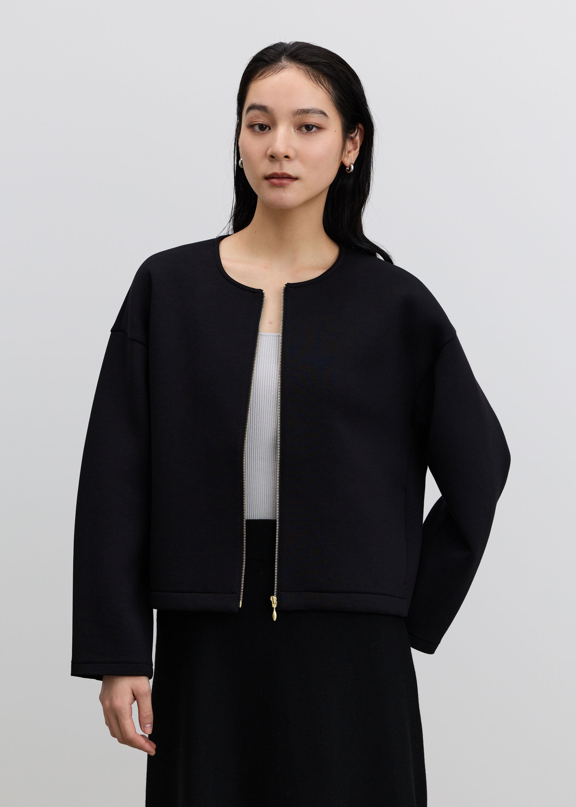 ソフトダブルフェイスショートブルゾン