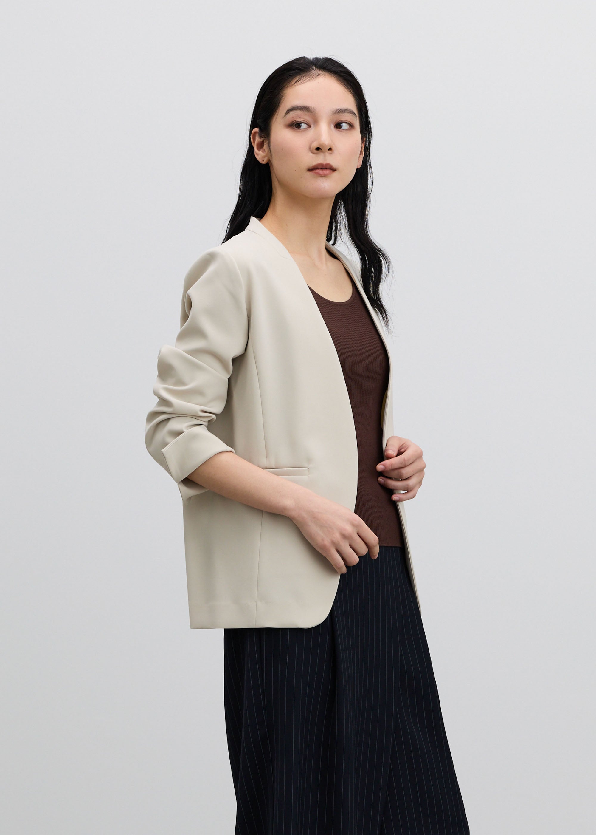 ストレッチファインノーカラージャケット